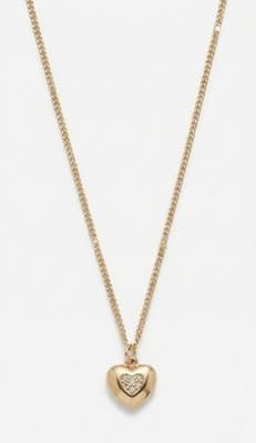 Nordstrom Gold Tone Heart Necklace Crystal Cluster Singapore Chain 16" Dainty