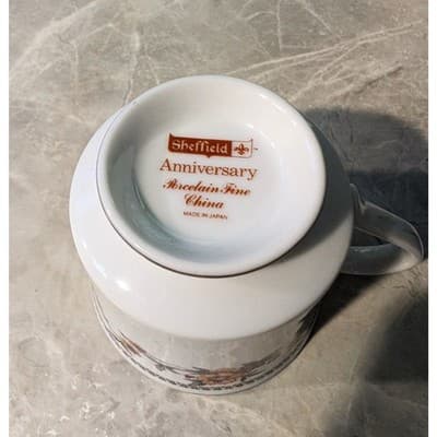 Vintage Sheffield Anniversary Fine China Tea Cups Lot of 4 Japan Silver Rim NWOT - Thumbnail 8