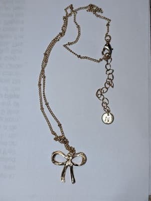 Nordstrom Dainty Pave CZ Bow Pendant Necklace 14k Gold Layered NWOT - Thumbnail 5