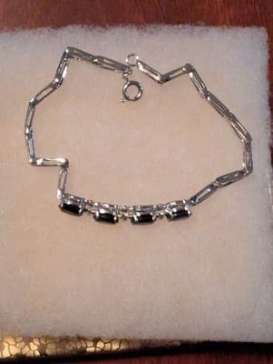 4.05ctw Simulated Blue Sapphire Tennis Bracelet Rhodium Plated Lux CZ - Thumbnail 2