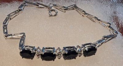 4.05ctw Simulated Blue Sapphire Tennis Bracelet Rhodium Plated Lux CZ