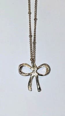 Nordstrom Dainty Pave CZ Bow Pendant Necklace 14k Gold Layered NWOT - Thumbnail 2