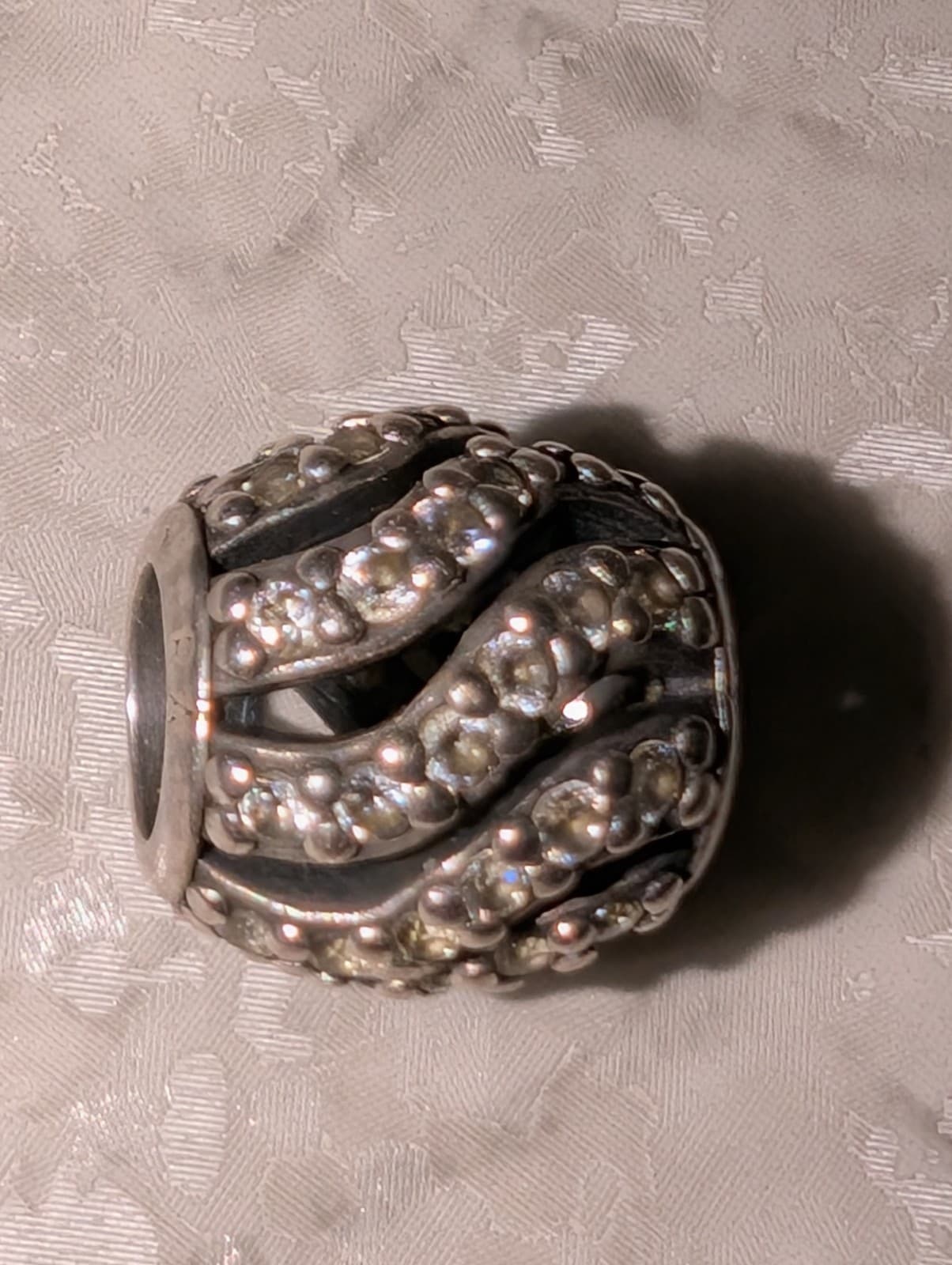 Authentic Pandora Winter Wisp Charm S925 Silver Clear CZ Pave Bead Retired - Thumbnail 3