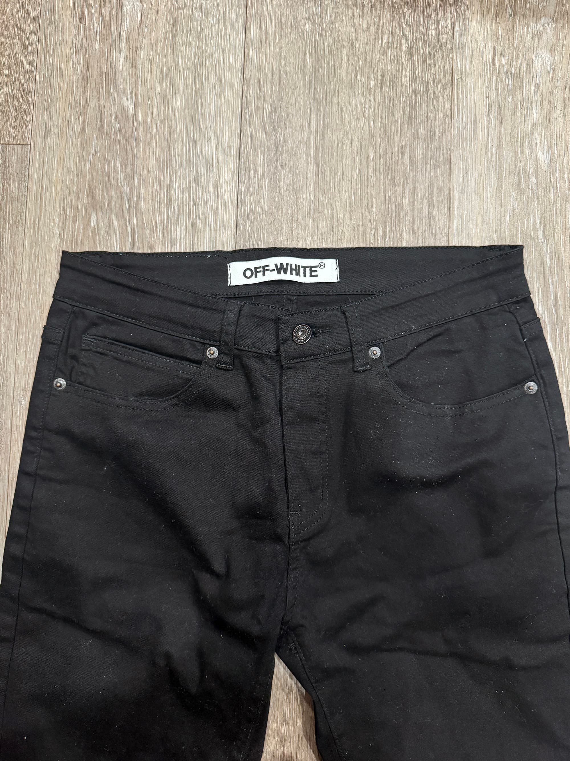 Off-White c/o Virgil Abloh Black Slim-Fit Logo Jeans - Thumbnail 5