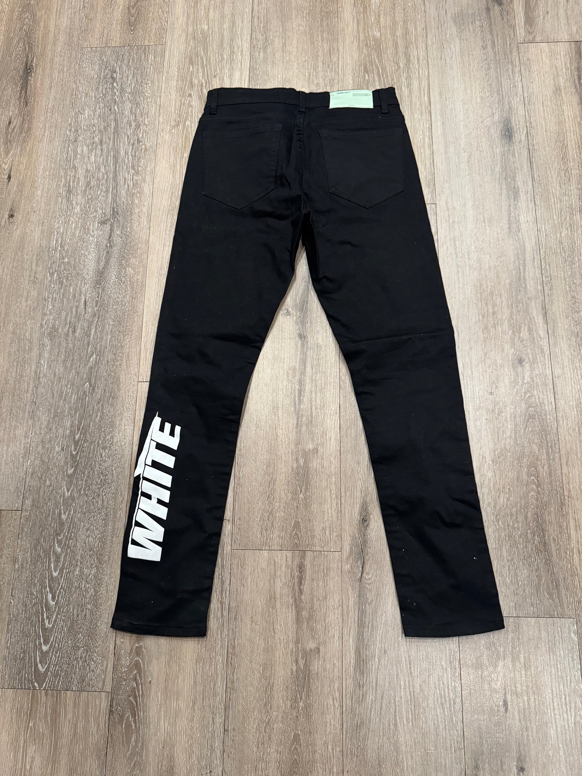 Off-White c/o Virgil Abloh Black Slim-Fit Logo Jeans - Thumbnail 2