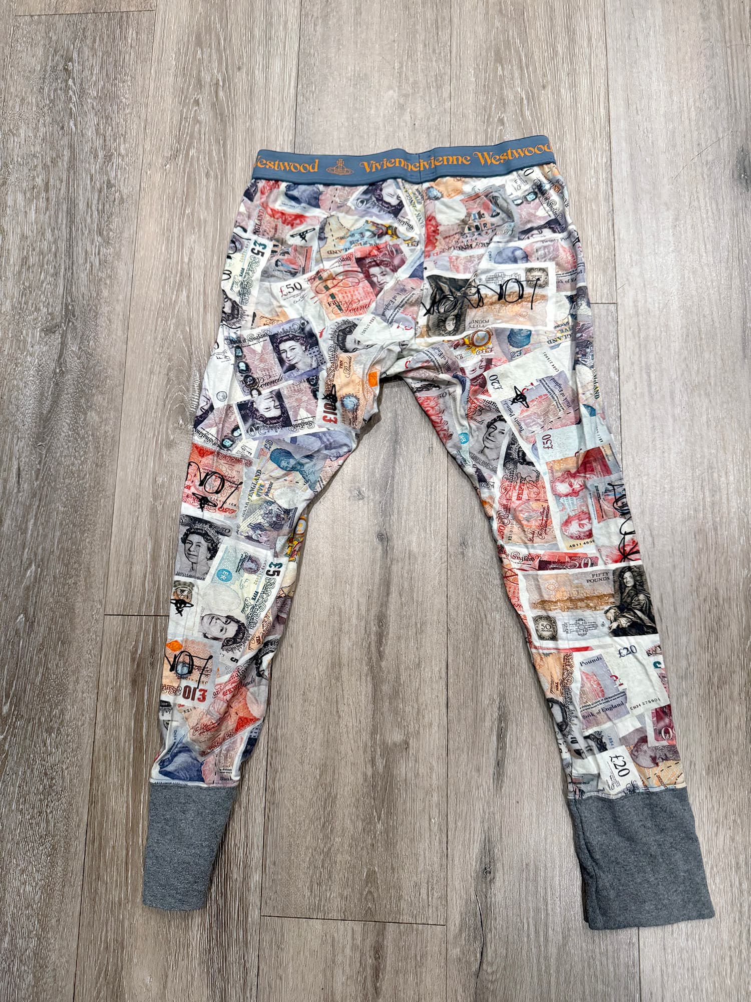 Ultra Rare Vivienne Westwood Archival "British Pound" Currency Leggings / Long Johns