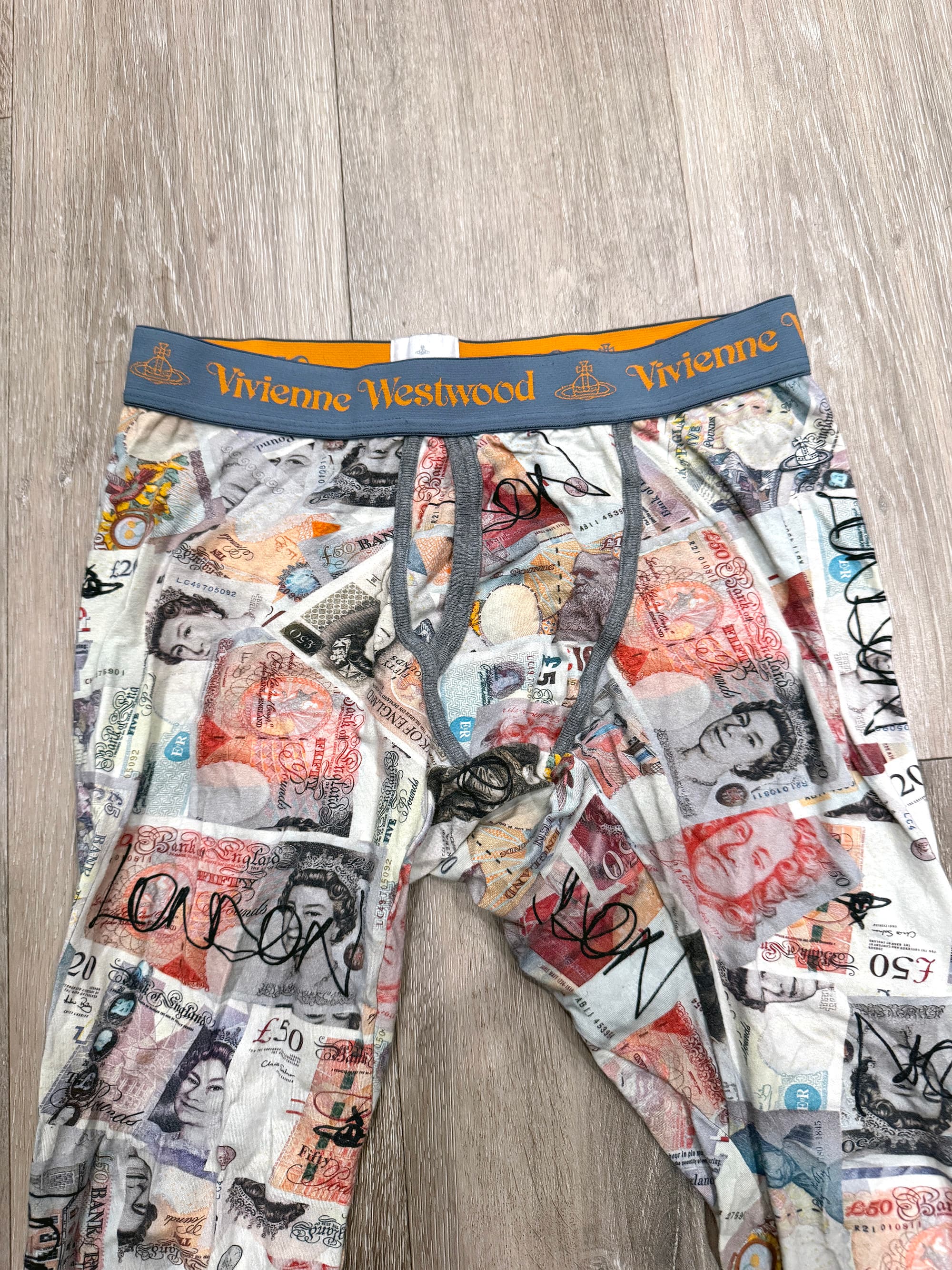 Ultra Rare Vivienne Westwood Archival "British Pound" Currency Leggings / Long Johns - Thumbnail 2