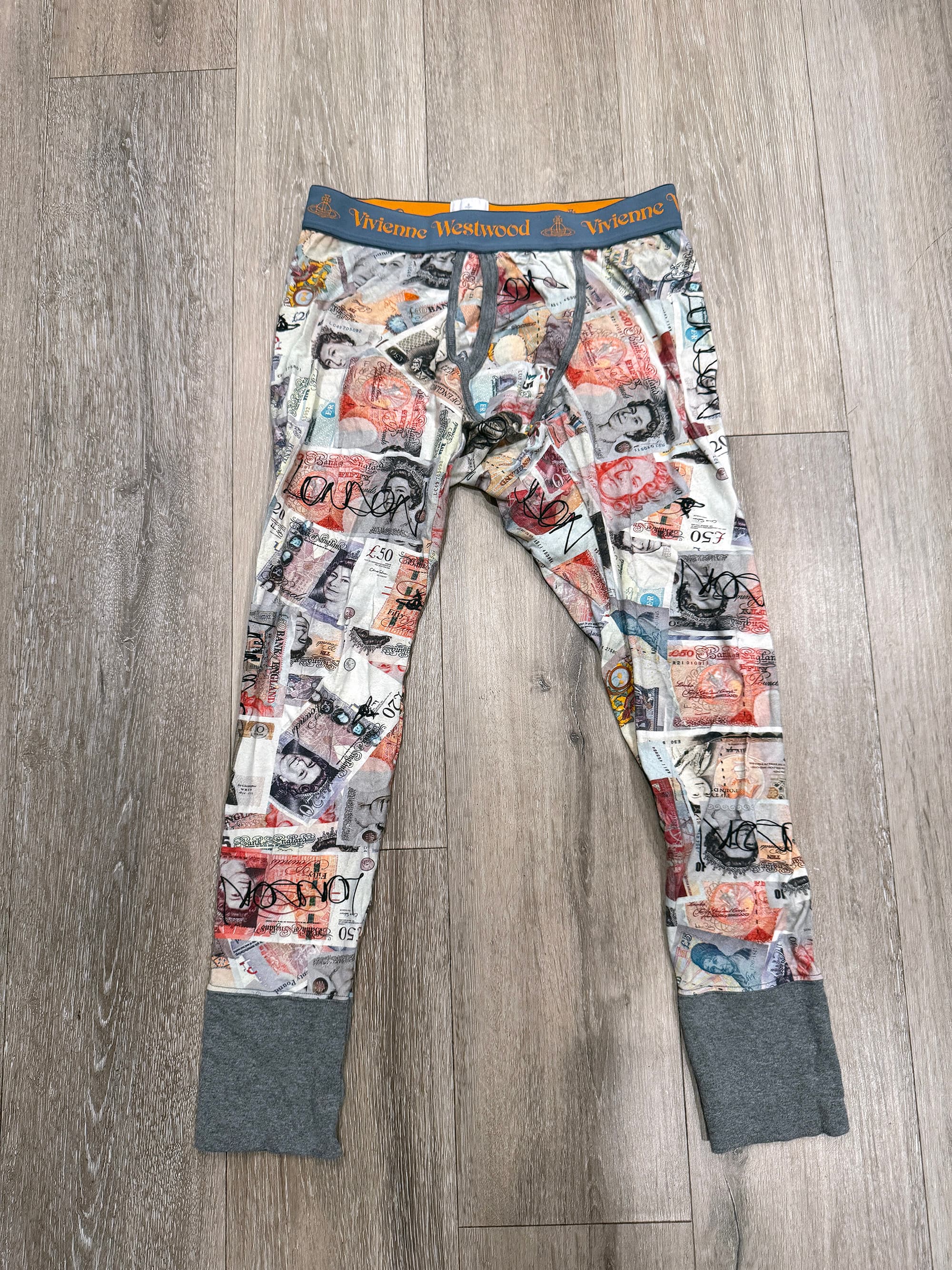 Ultra Rare Vivienne Westwood Archival "British Pound" Currency Leggings / Long Johns - Thumbnail 3