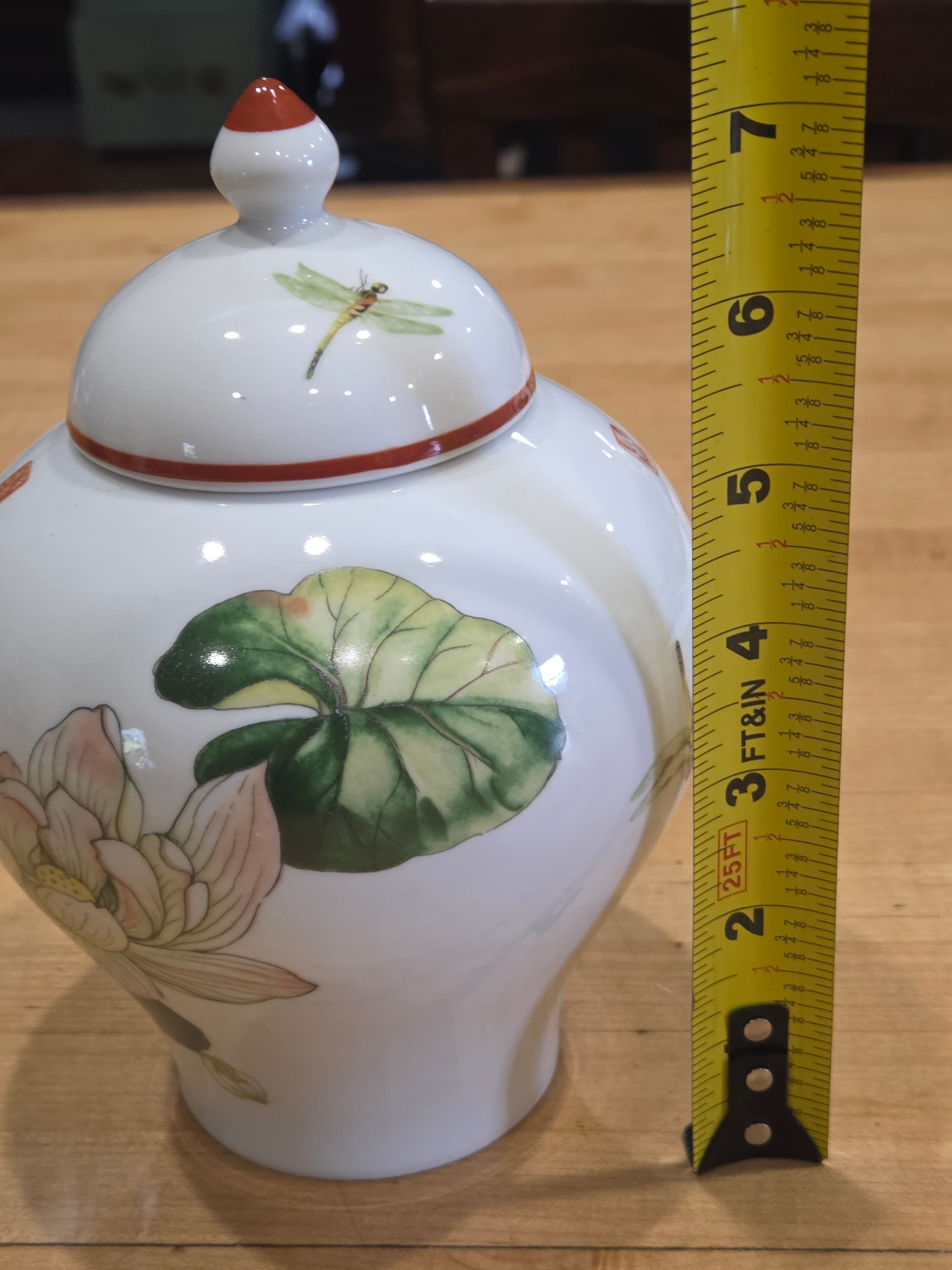 Ancap Italy Decoro Kali Chinoiserie Lotus Dragonfly Ginger Jar - Thumbnail 2