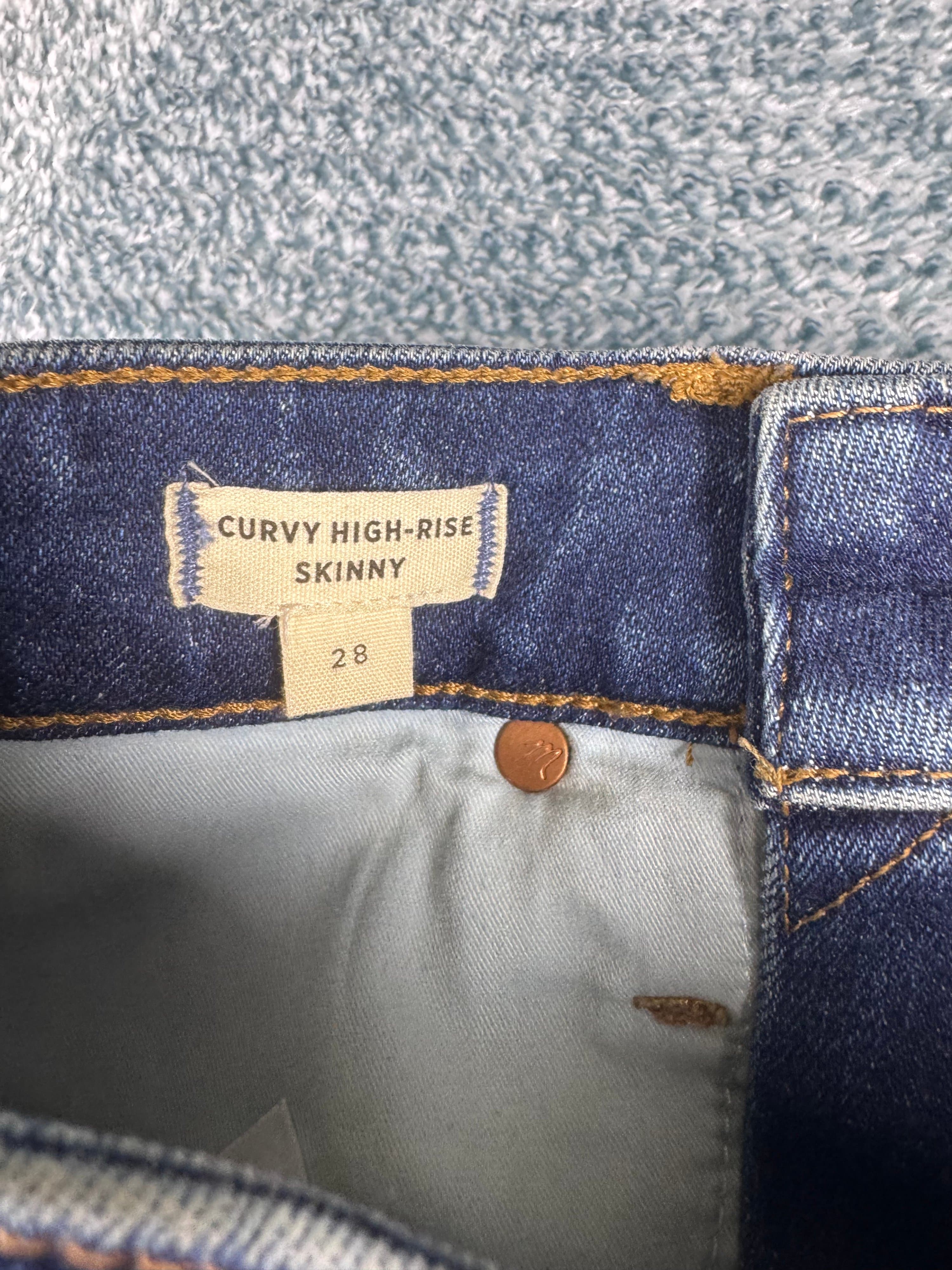 Madewell Curvy High Rise Skinny Leg Denim Jeans Dark Blue Wash Women's Size 28 - Thumbnail 3