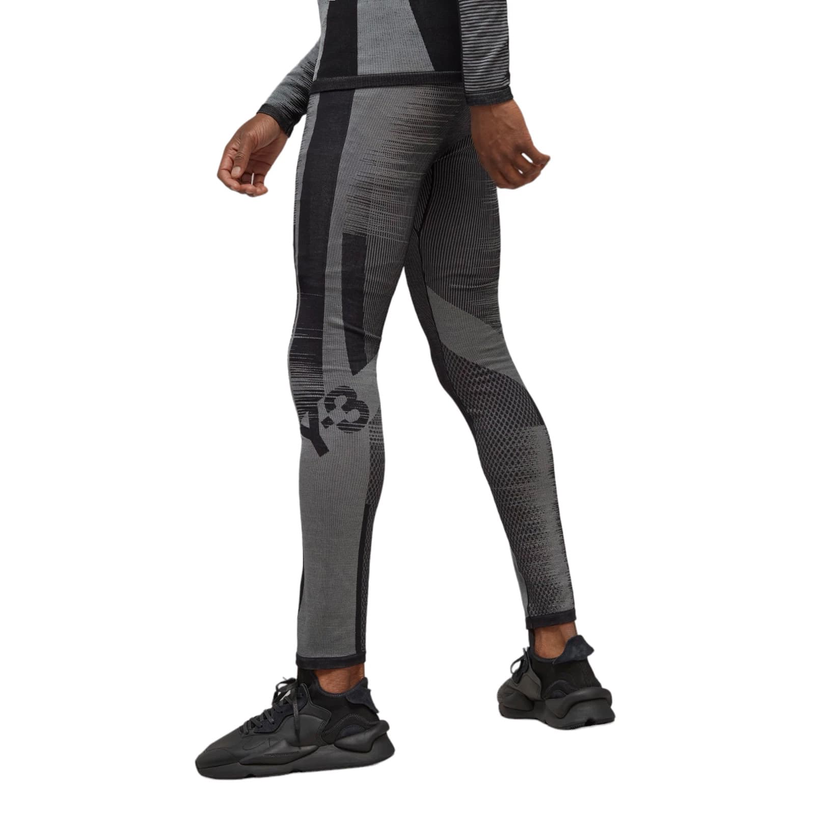 Adidas Y-3 Engineered Knit Tights Leggings Black Grey Large HY5876