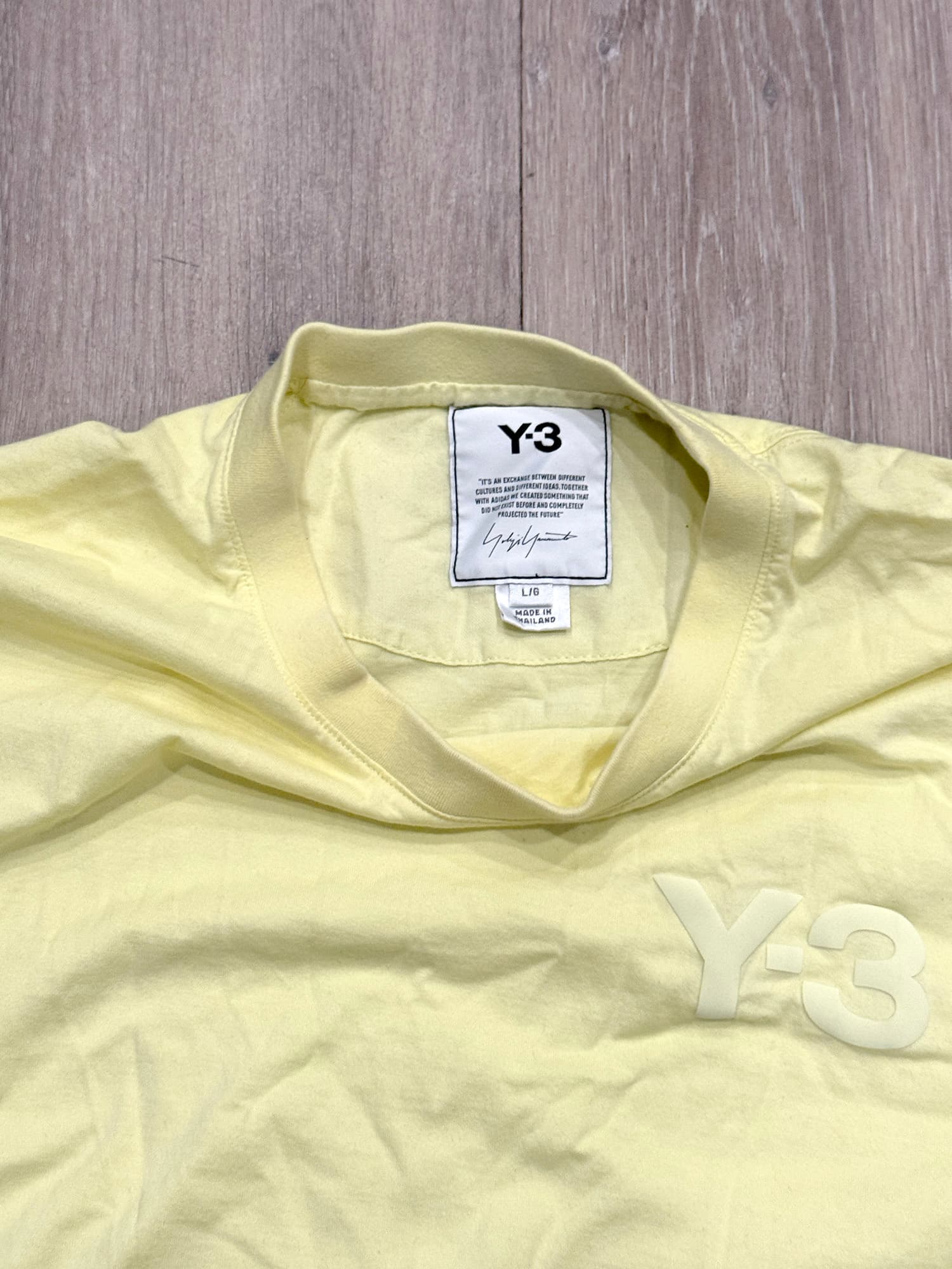 adidas Y-3 Classic Chest Logo Long-Sleeve T-Shirt in a pale yellow colorway - Thumbnail 3