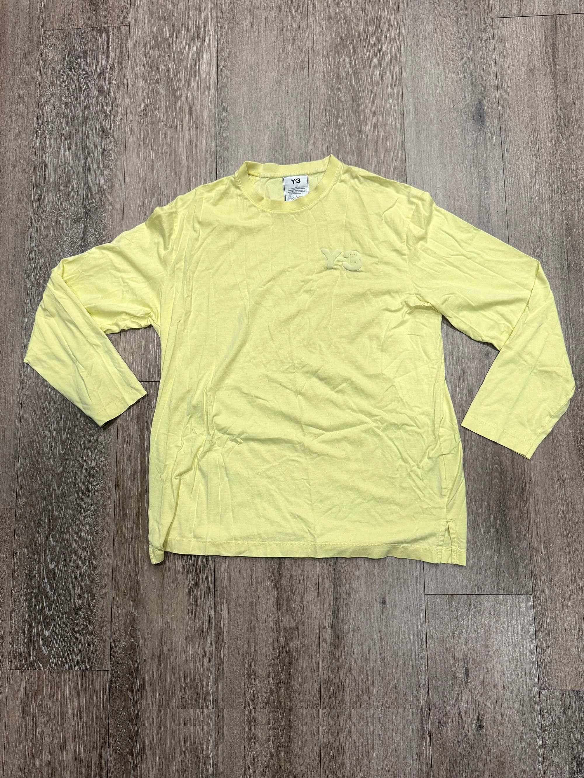 adidas Y-3 Classic Chest Logo Long-Sleeve T-Shirt in a pale yellow colorway