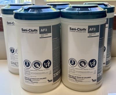 PDi Sani-Cloth AF3 Extra Large Germicidal Wipes - 5 Canisters - NEW - Exp 2/2028 - Thumbnail 3
