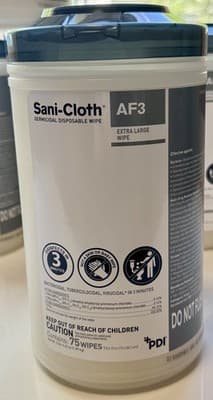 PDi Sani-Cloth AF3 Extra Large Germicidal Wipes - 5 Canisters - NEW - Exp 2/2028 - Thumbnail 2