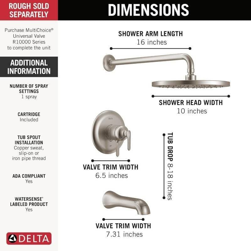 Delta Bonacci 17 Series T17445-SS-PR Tub Shower Trim Lumicoat Stainless NIB NEW - Thumbnail 6