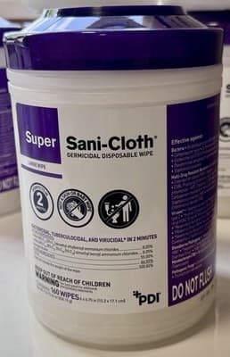 Super Sani-Cloth Germicidal Wipes Disinfecting Large 160ct - 2 Pack - Exp. 01/28 - Thumbnail 2