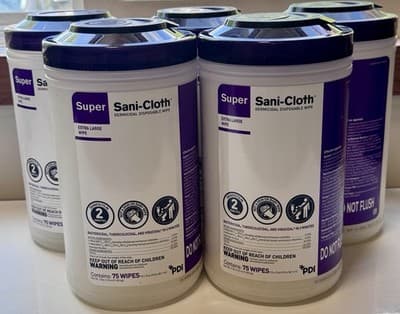 PDI Super Sani-Cloth Extra Large 7.5 x 15in Dispoable Wipes, 5 Ct - EXP 01/2028 - Thumbnail 3