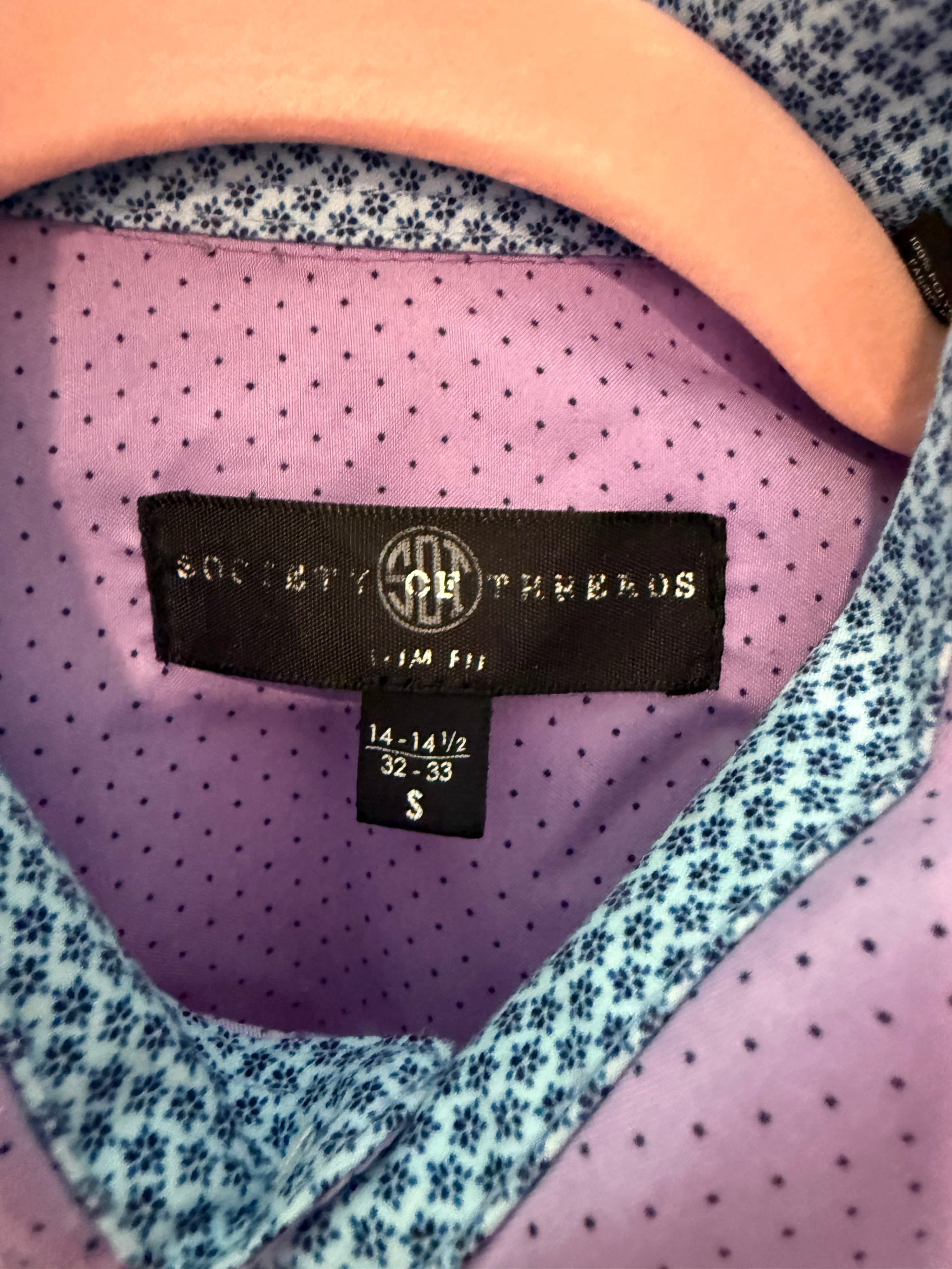 Society of Threads Slim Fit Purple Dress Shirt Size S - Thumbnail 2