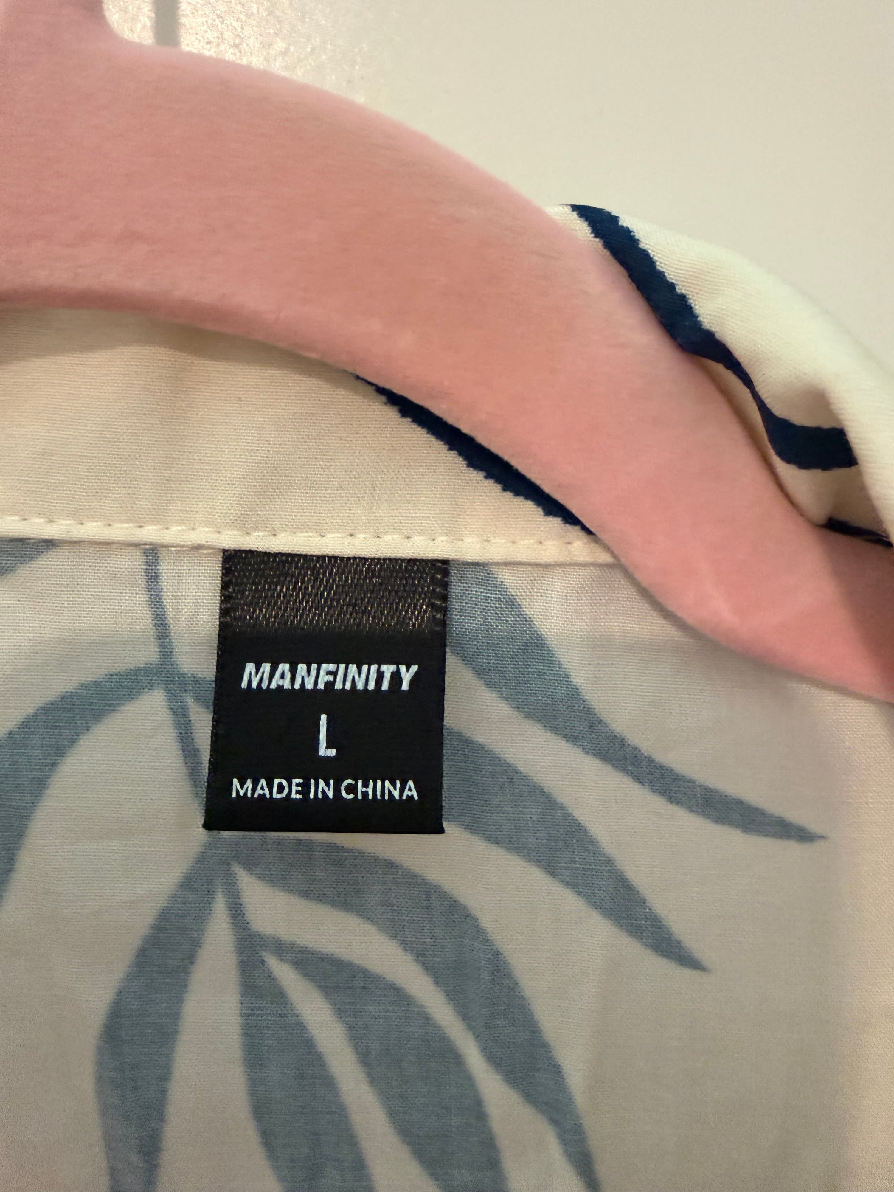 Manfinity Leaf Print Short Sleeve Shirt Large - Thumbnail 2