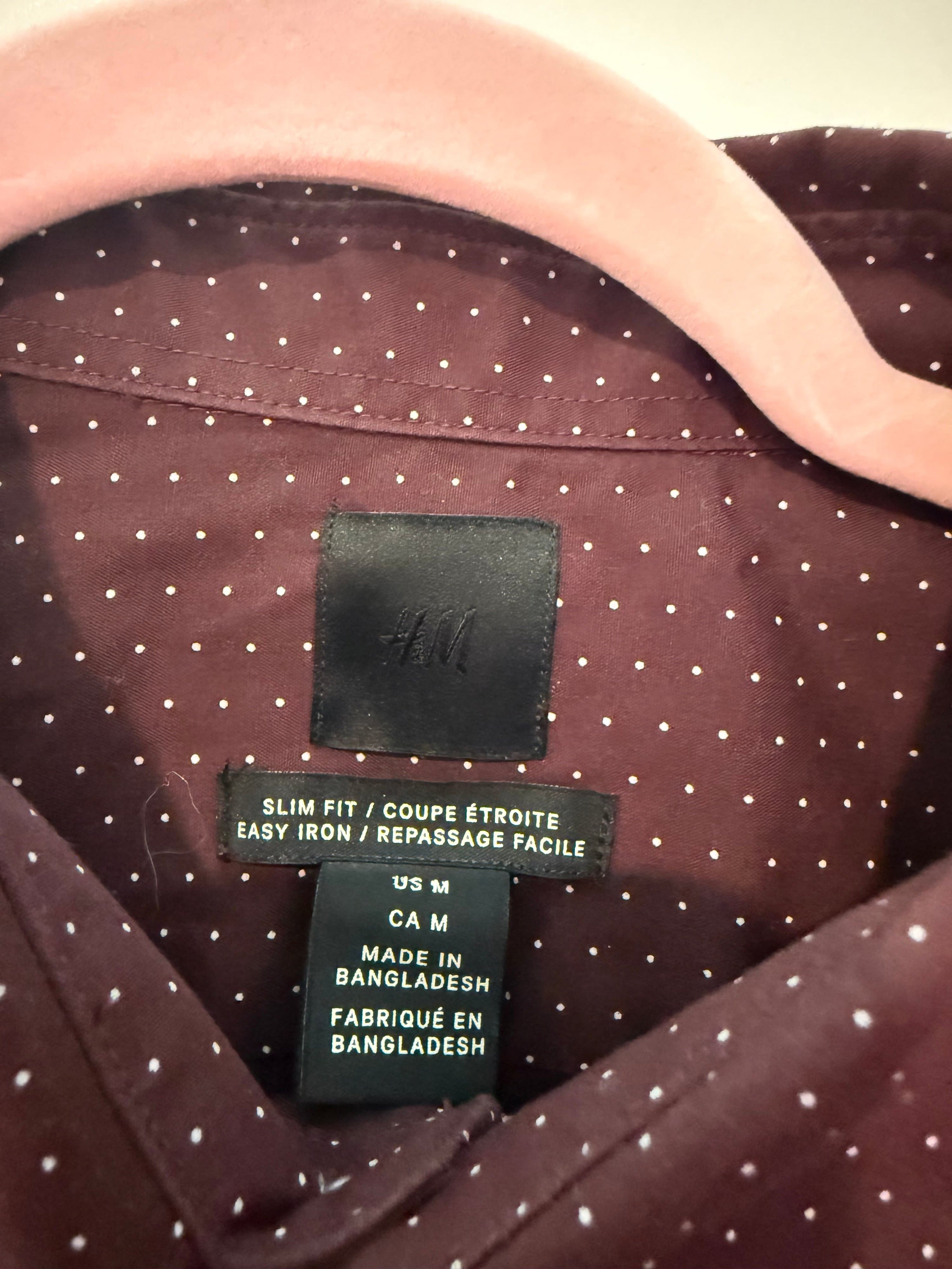 H&M Slim Fit Polka Dot Shirt Size M - Thumbnail 2