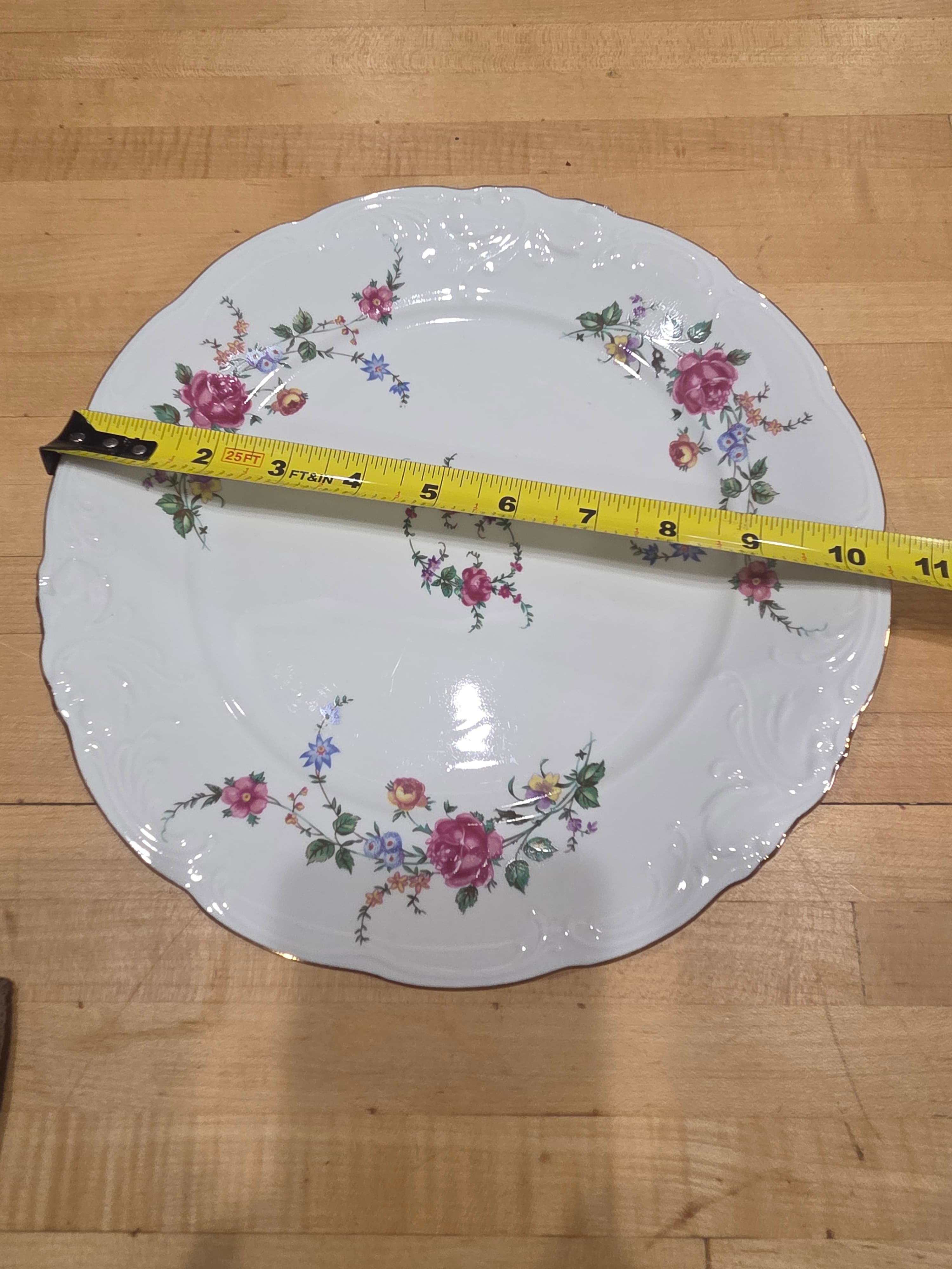 Vintage Wawel Poland Rose Garden Porcelain Dinner Plates Set of 3 - Thumbnail 4