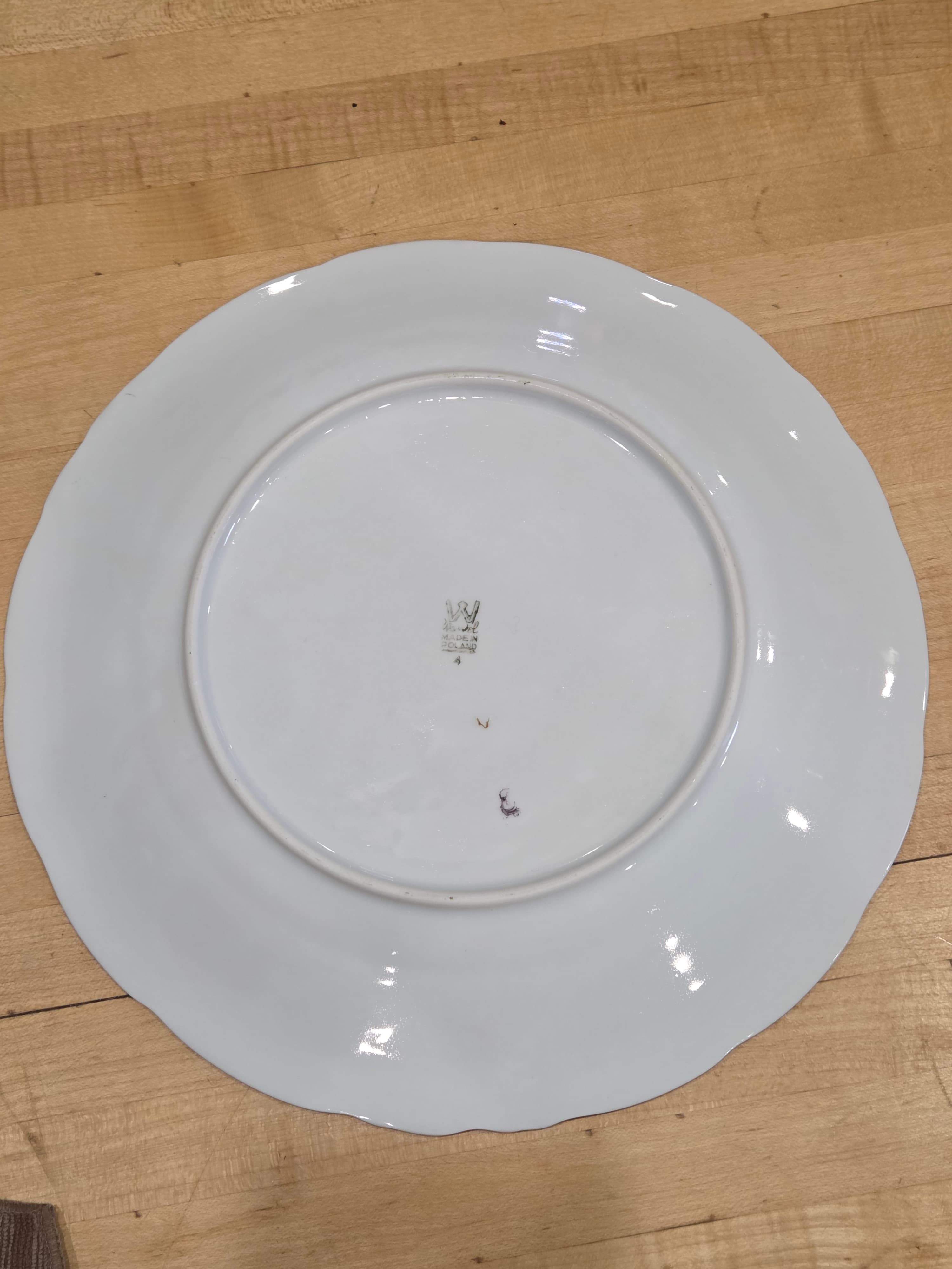 Vintage Wawel Poland Rose Garden Porcelain Dinner Plates Set of 3 - Thumbnail 3