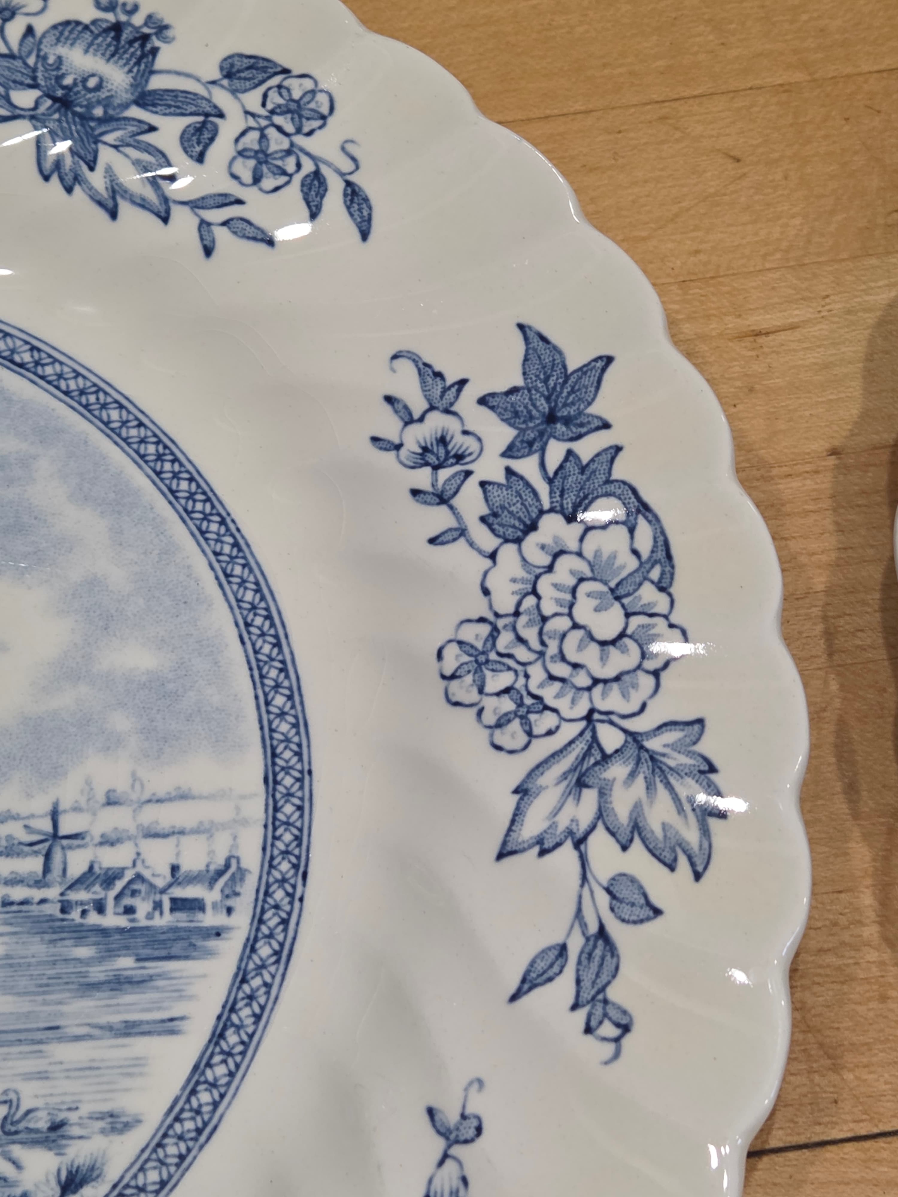 Vintage Blue White Delft Style Windmill Dinnerware 10 Piece Set - Thumbnail 4