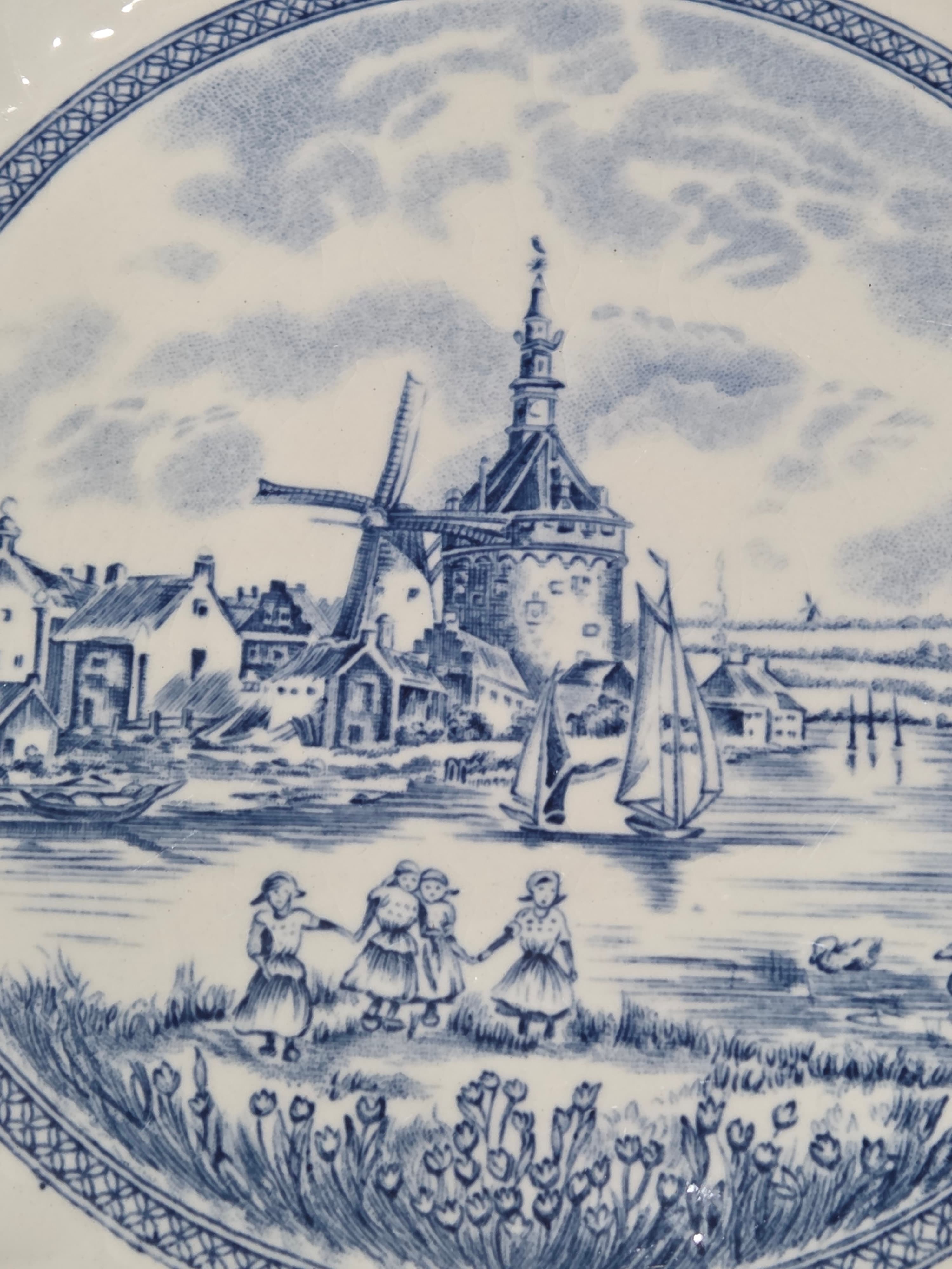 Vintage Blue White Delft Style Windmill Dinnerware 10 Piece Set - Thumbnail 5