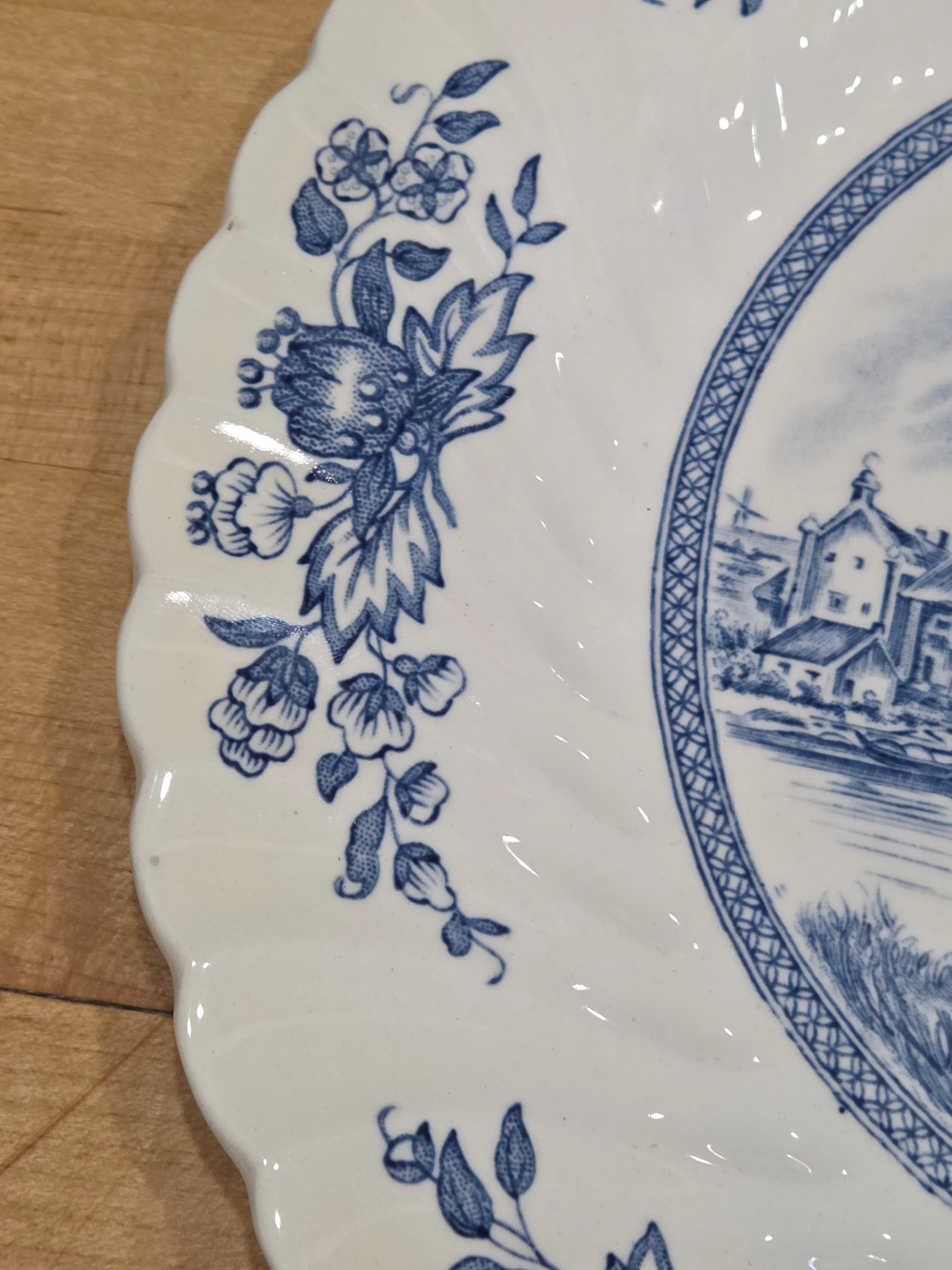 Vintage Blue White Delft Style Windmill Dinnerware 10 Piece Set - Thumbnail 8