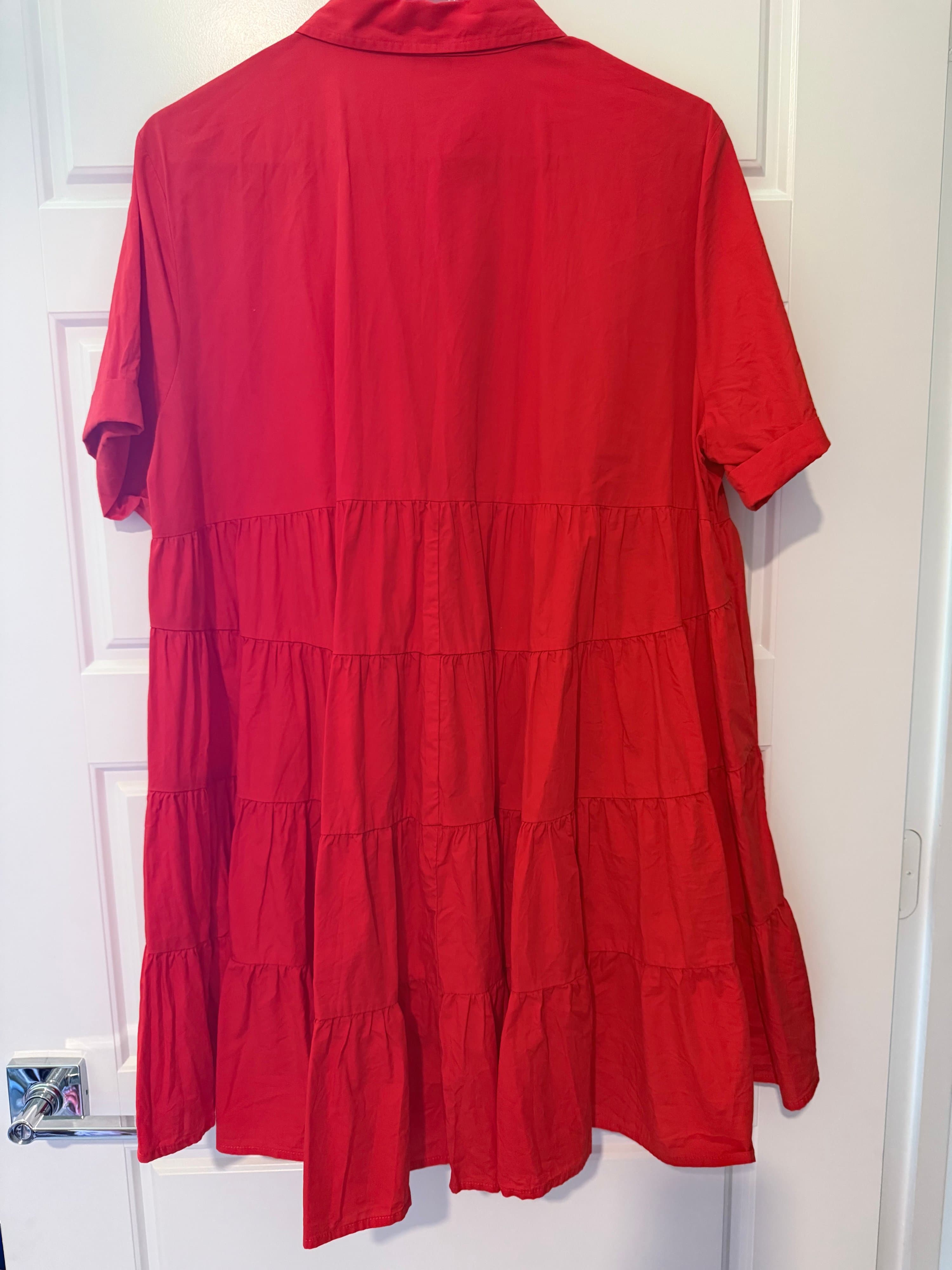 Cato Red Button-Up Dress Size L - Thumbnail 3