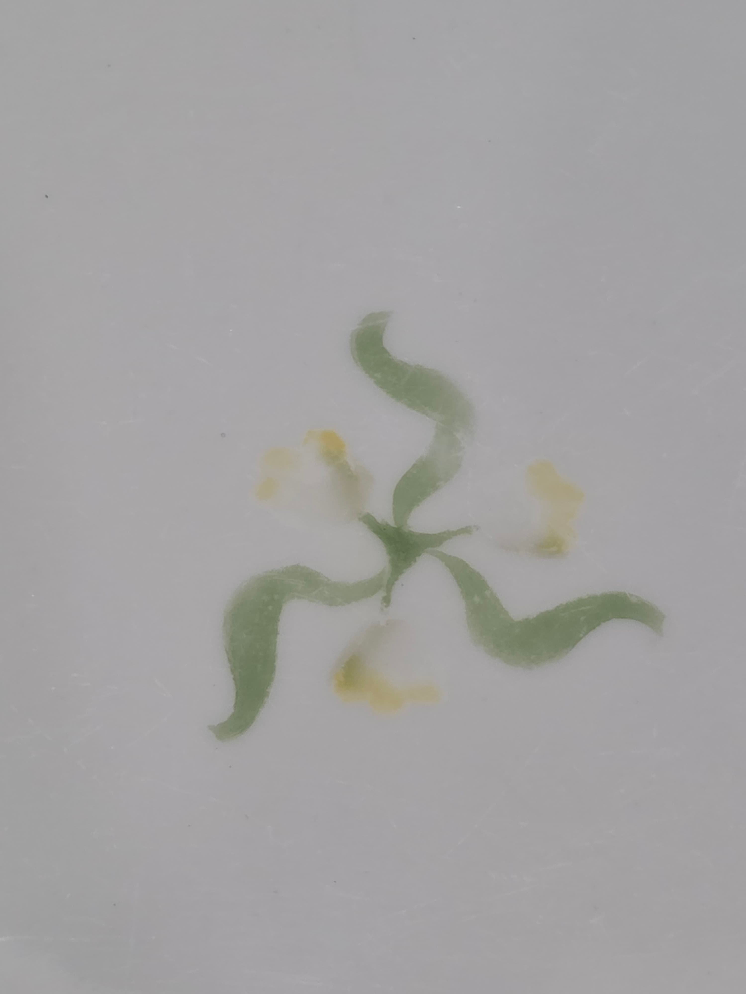 Antique Nippon Hand Painted Yellow Poppy Green Loop Handled Cake Plate - Thumbnail 2