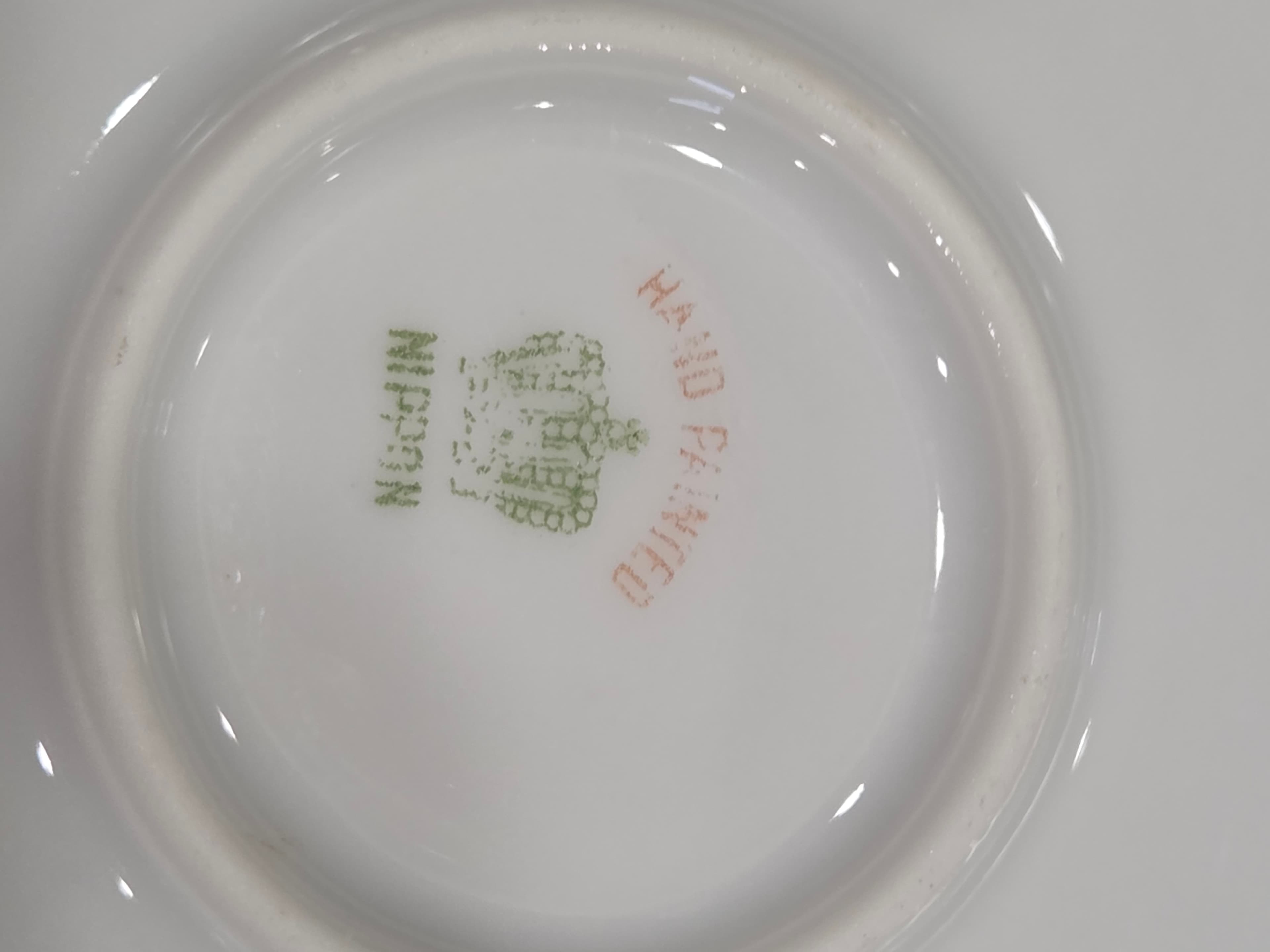 Antique Nippon Hand Painted Yellow Poppy Green Loop Handled Cake Plate - Thumbnail 5