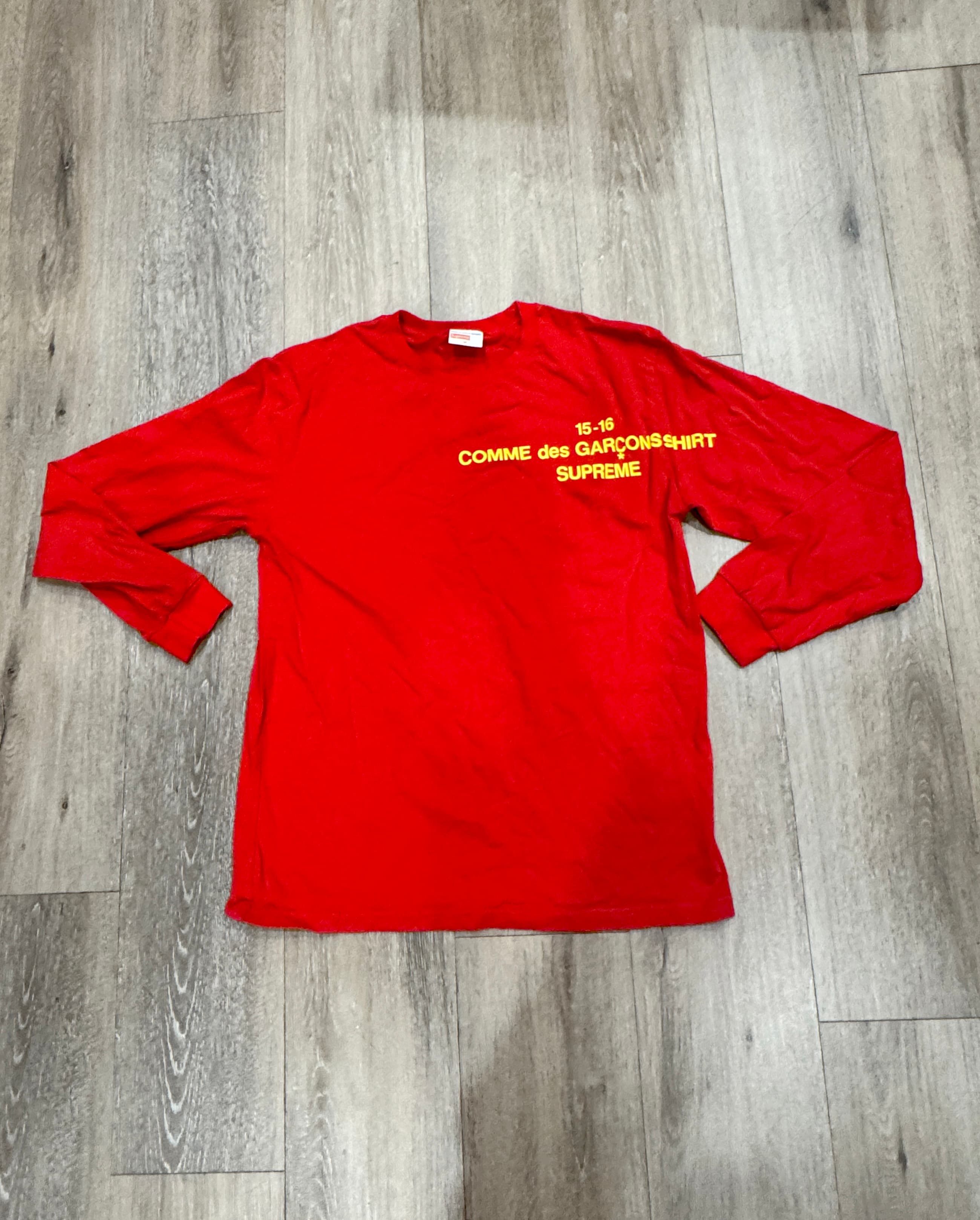Supreme x Comme des Garçons SHIRT FW15 Long Sleeve Tee - Red - Size M
