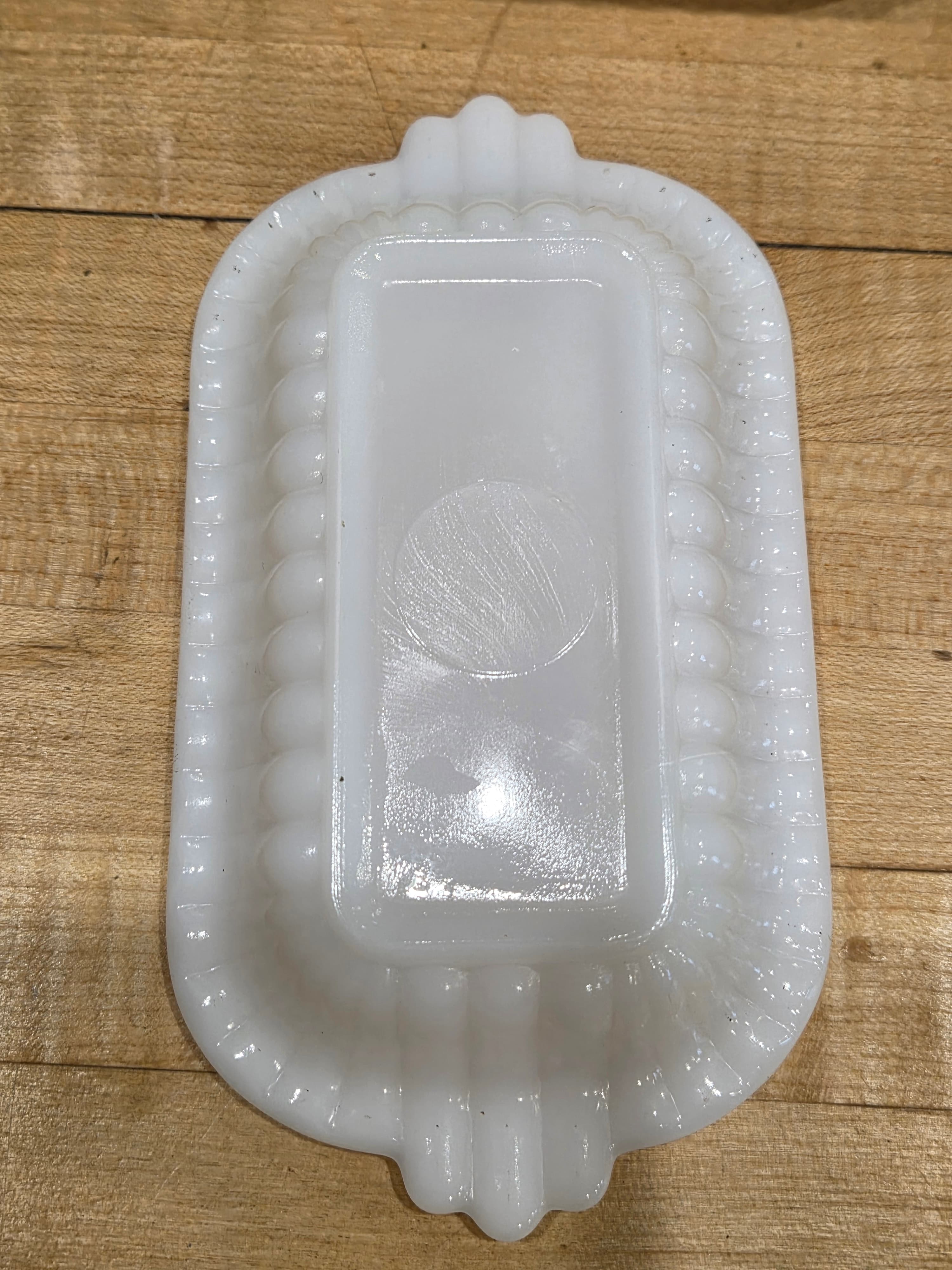 Vintage Westmoreland Old Quilt White Milk Glass Covered Butter Dish - Thumbnail 5