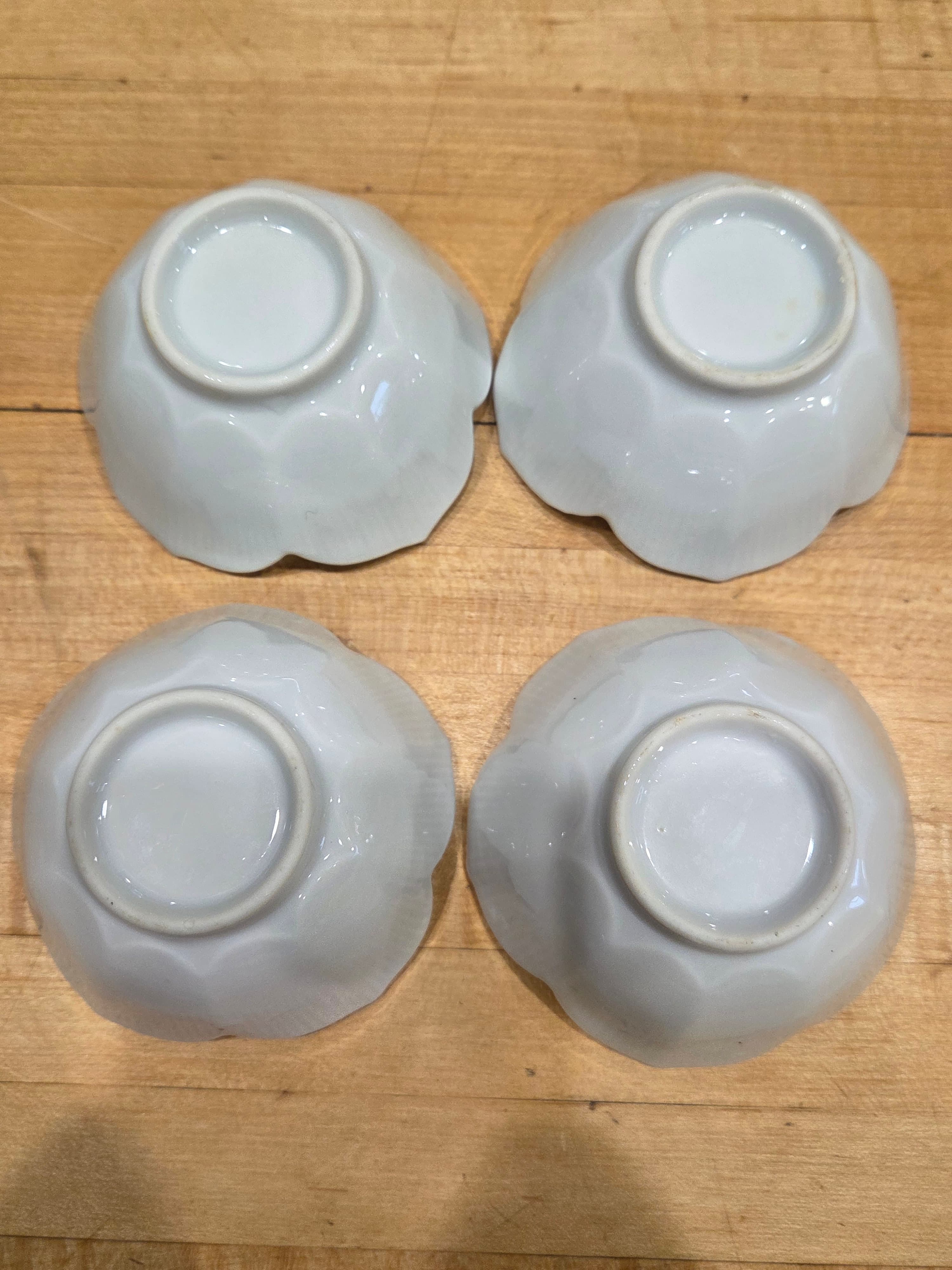 Vintage White Porcelain Cherry Blossom Lotus Petal Small Bowls Set of 4 - Thumbnail 3