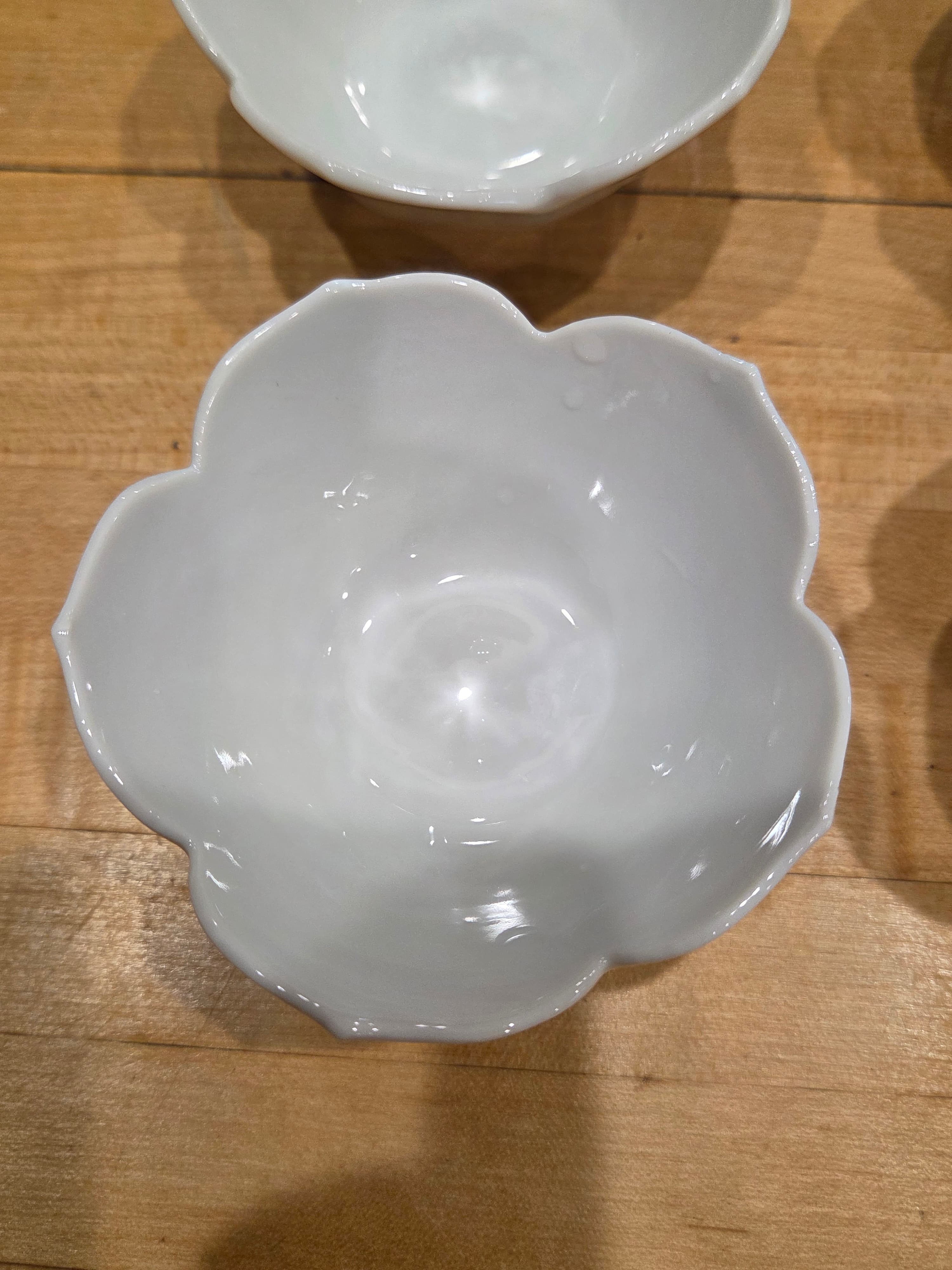 Vintage White Porcelain Cherry Blossom Lotus Petal Small Bowls Set of 4 - Thumbnail 2