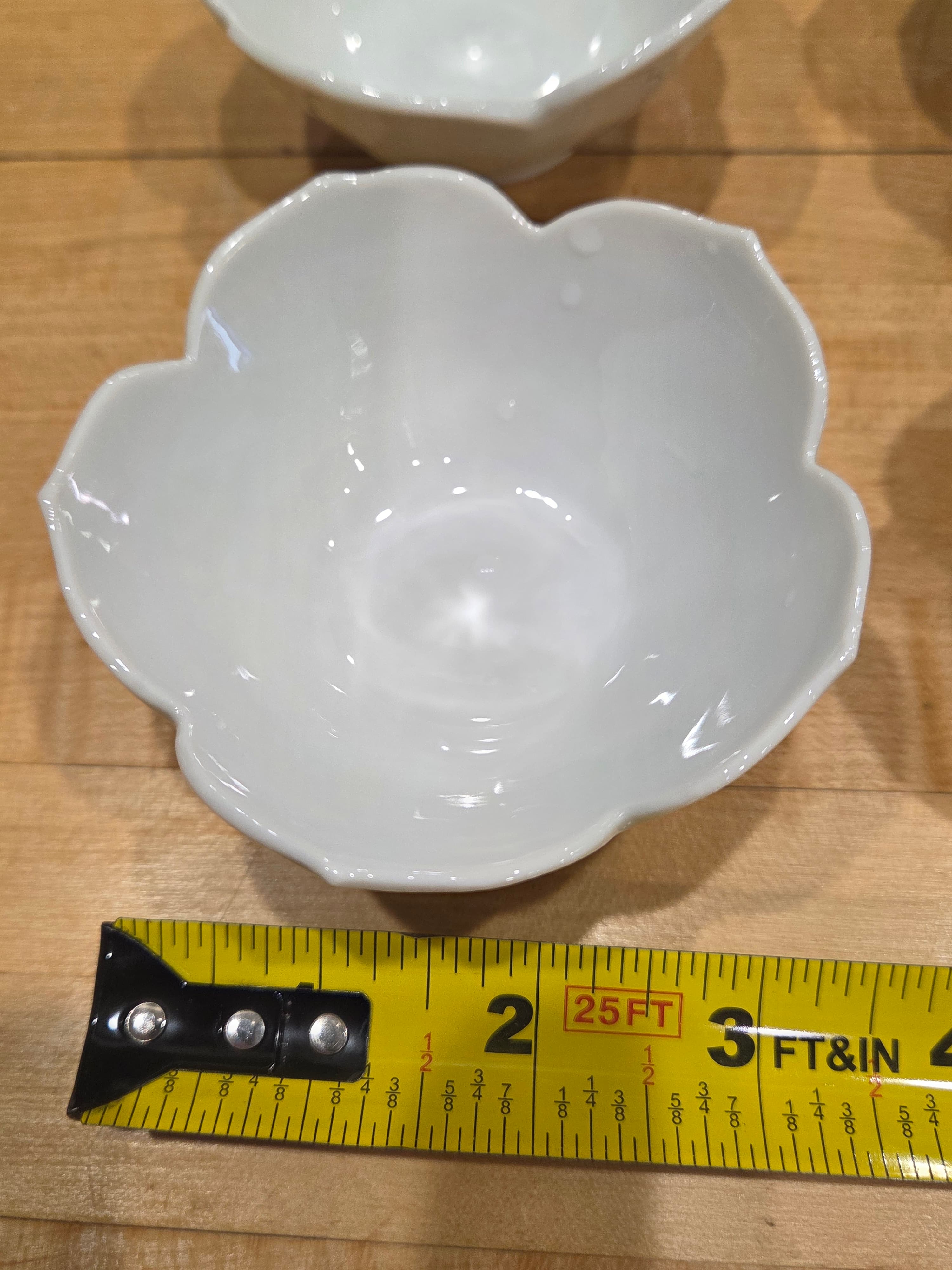 Vintage White Porcelain Cherry Blossom Lotus Petal Small Bowls Set of 4 - Thumbnail 5