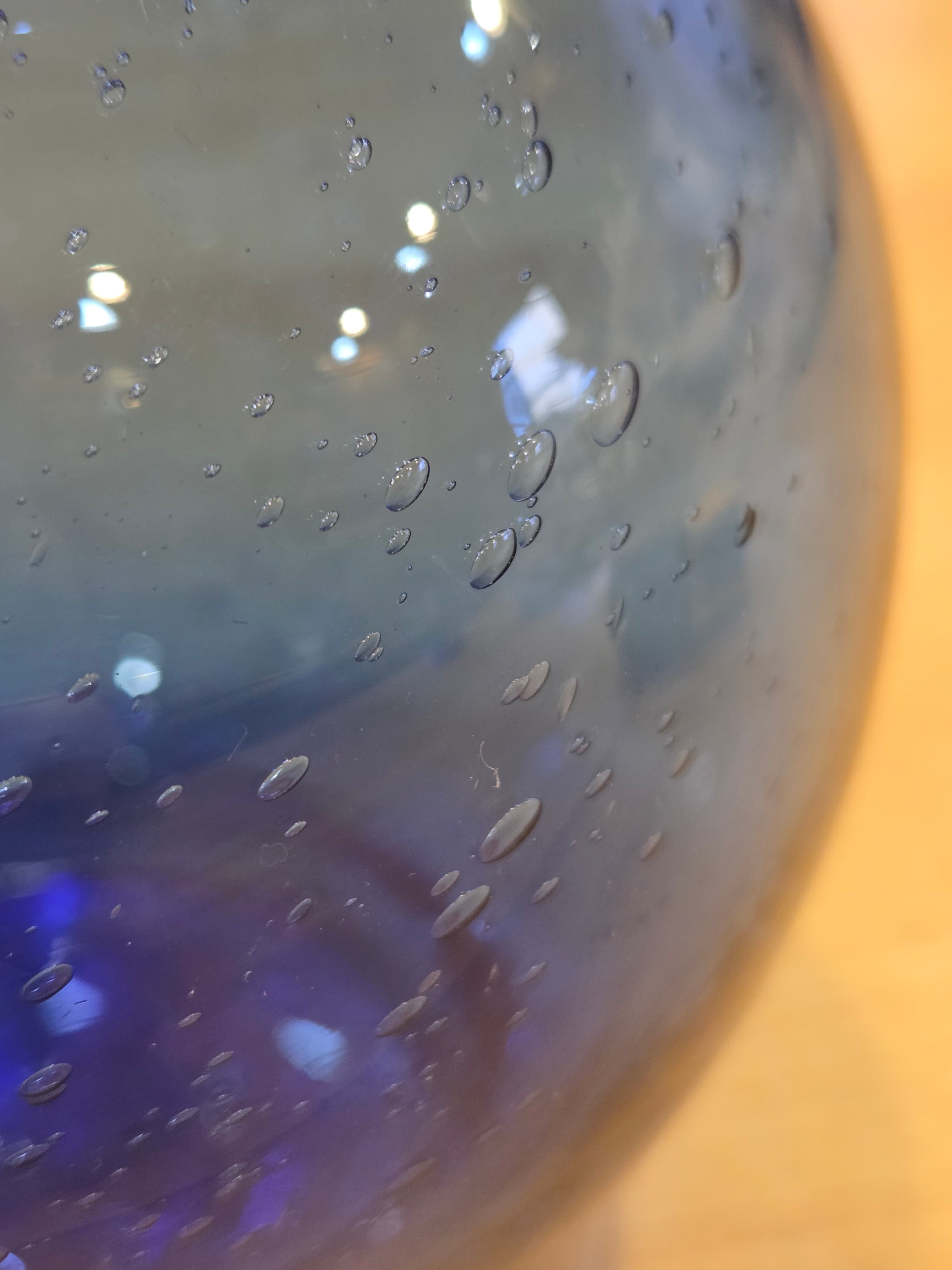 Vintage Pilgrim Glass Cobalt Blue Seeded Bubble Ruffled Rose Bowl Vase - Thumbnail 2