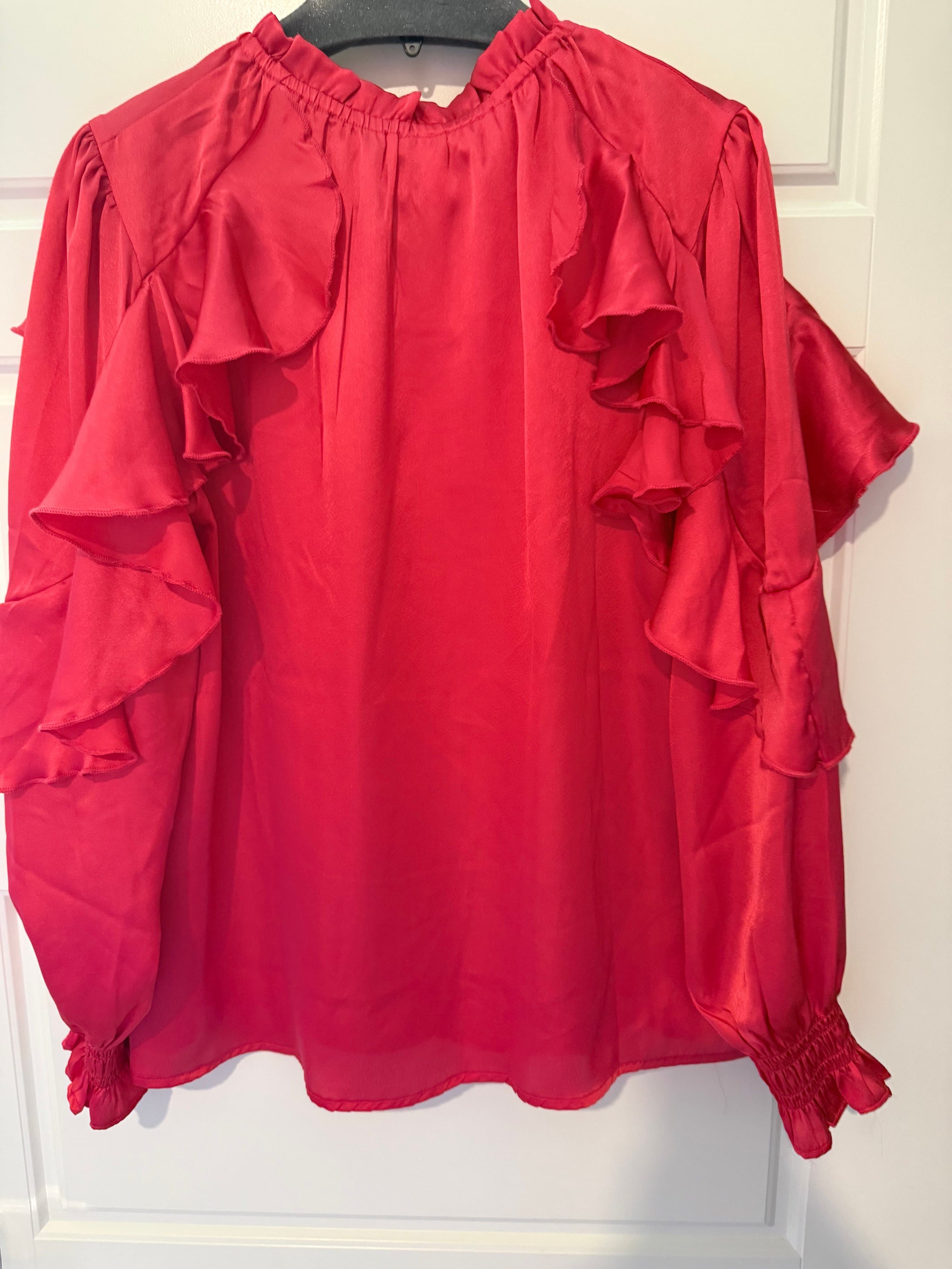 Dalin Red Ruffle Blouse Size S - Thumbnail 4
