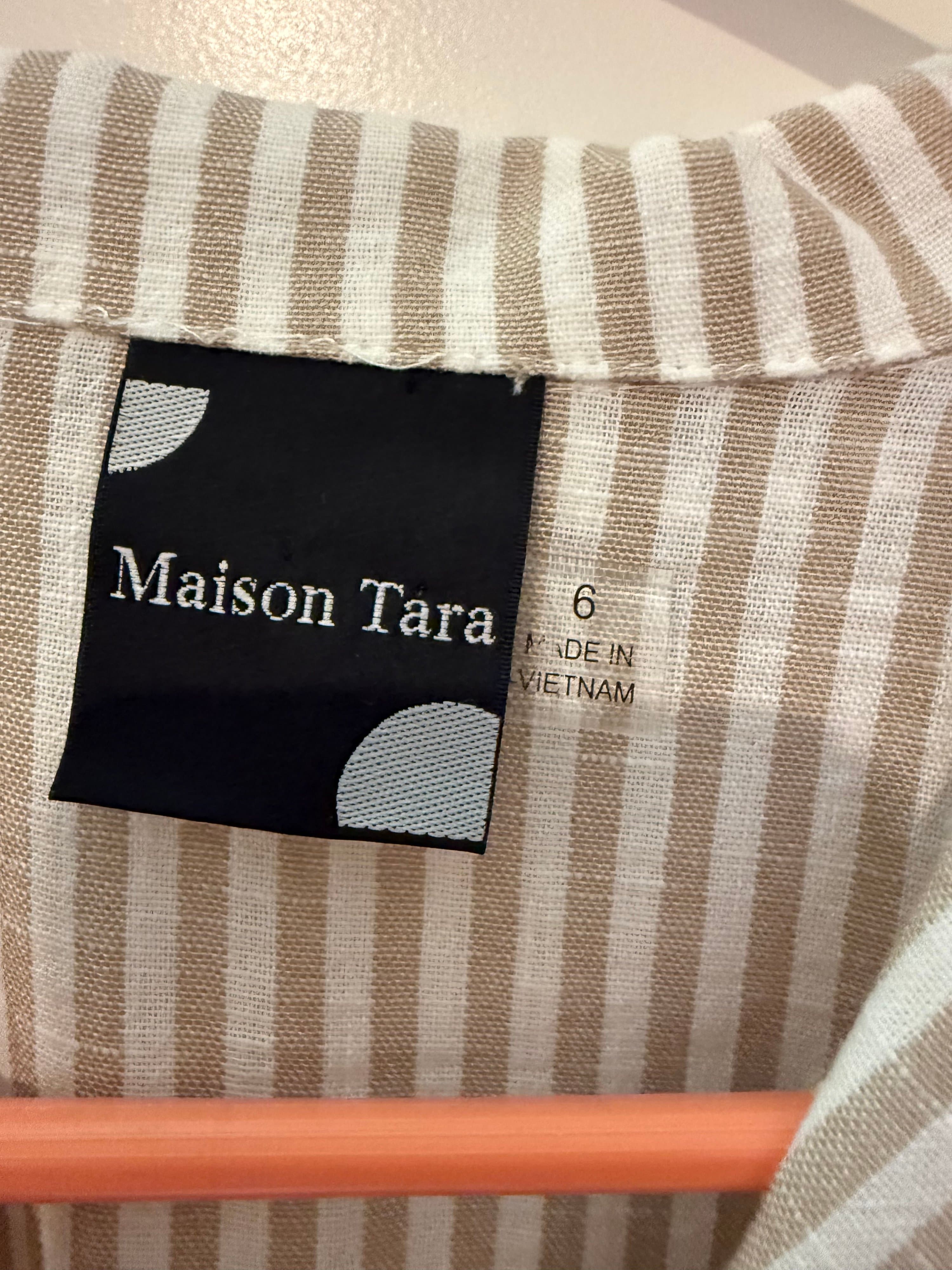 Maison Tara Striped Button-Down Dress Size 6 - Thumbnail 2