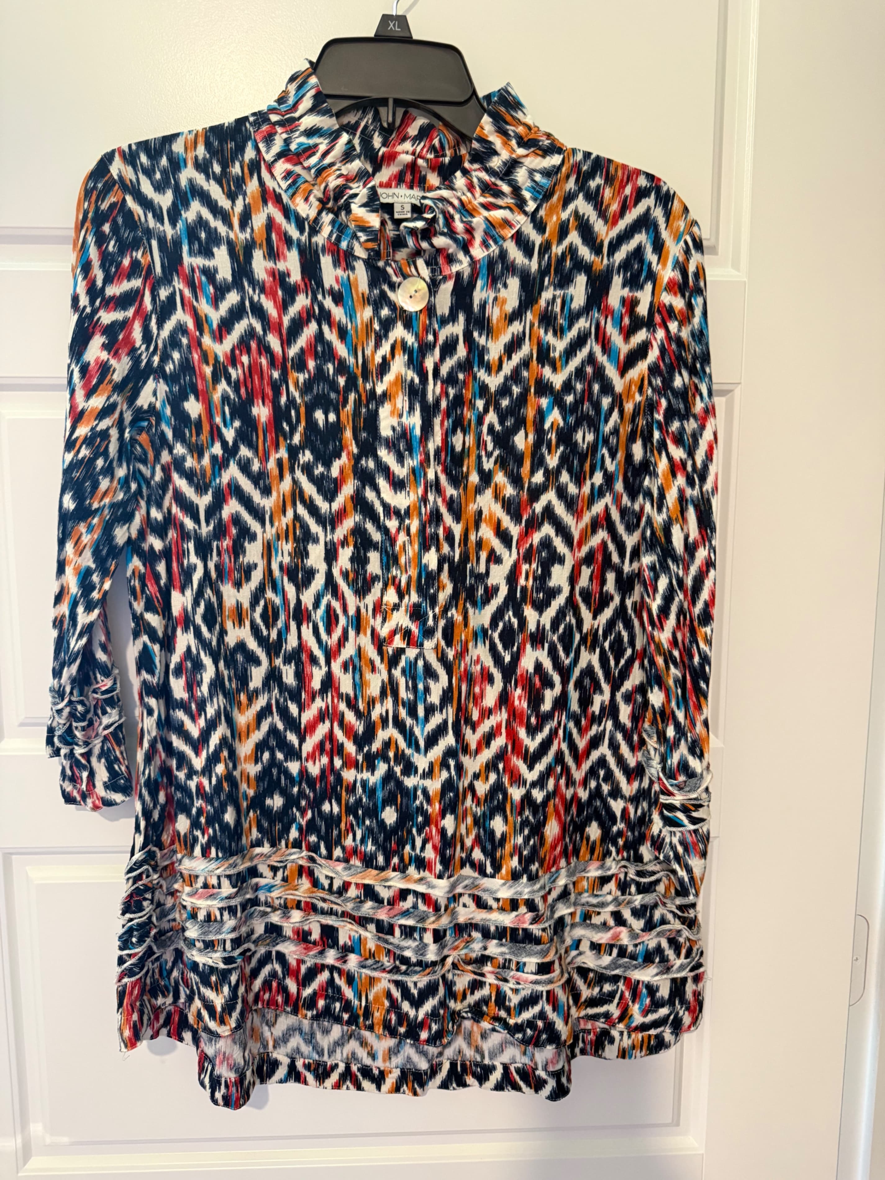 John Mark Multicolor Ikat Print Blouse Small