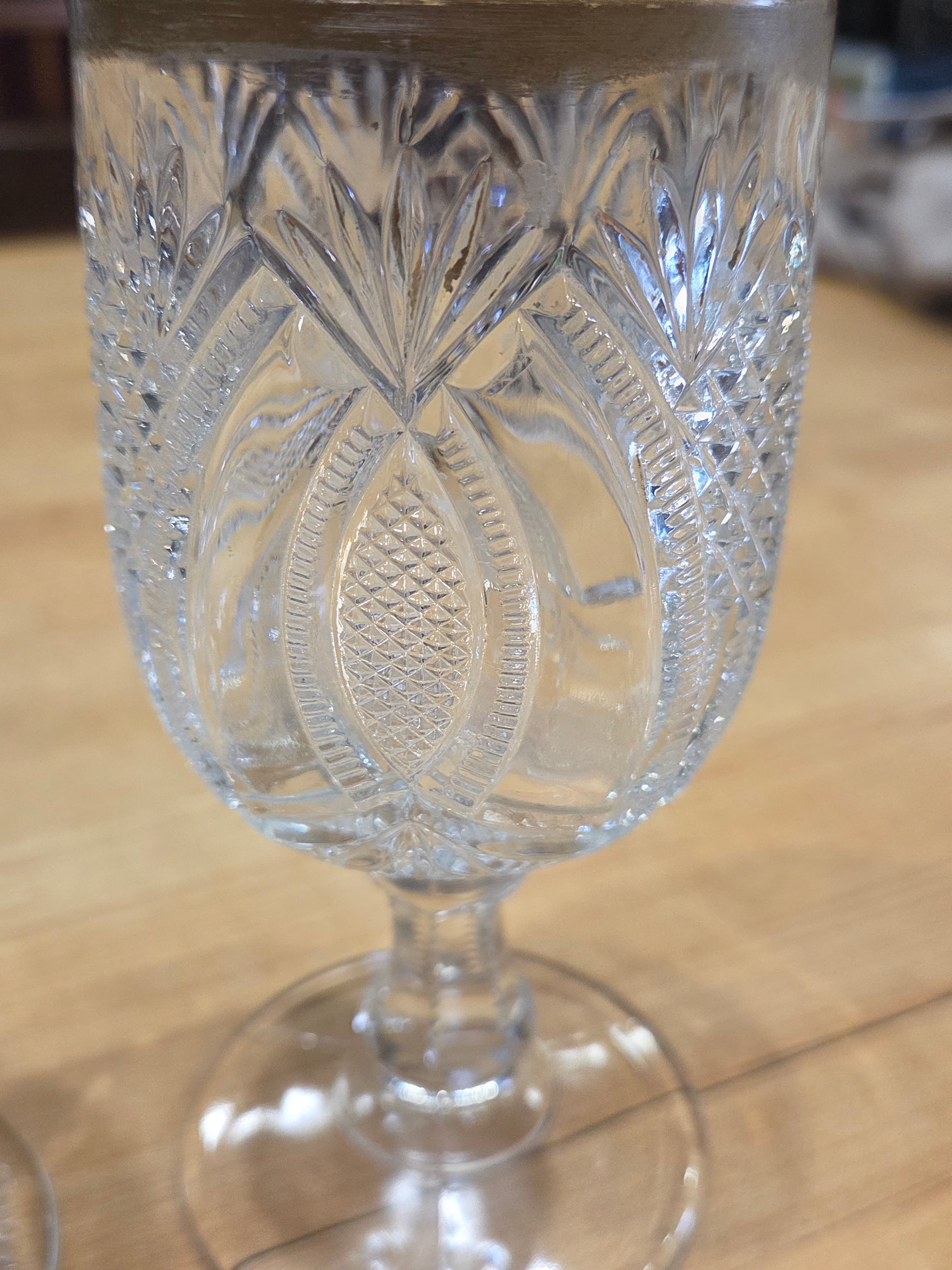Antique Mismatched EAPG Clear Pressed Glass Water Goblets Set of 2 - Thumbnail 6