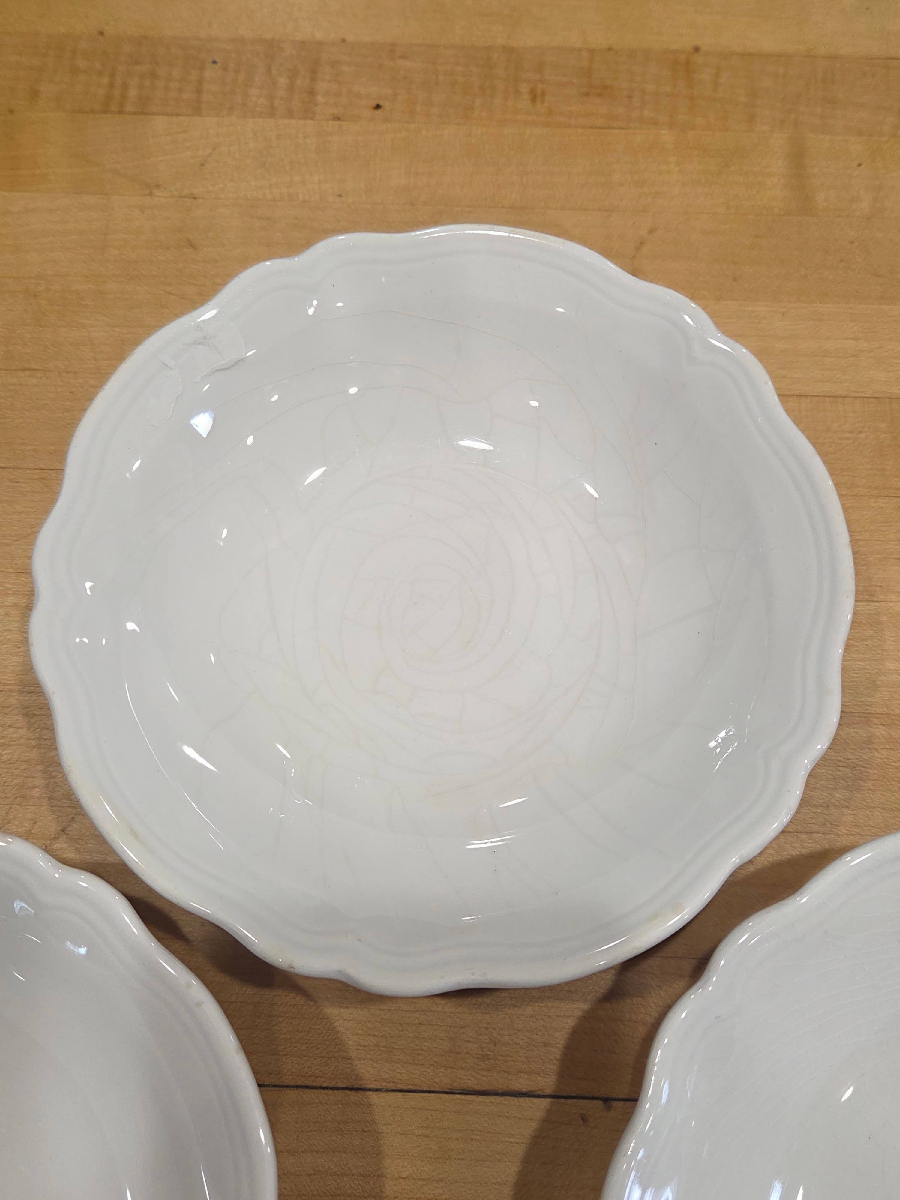 Vintage Harmony House Federalist White Ironstone Bowls and Saucer Set of 4 - Thumbnail 3