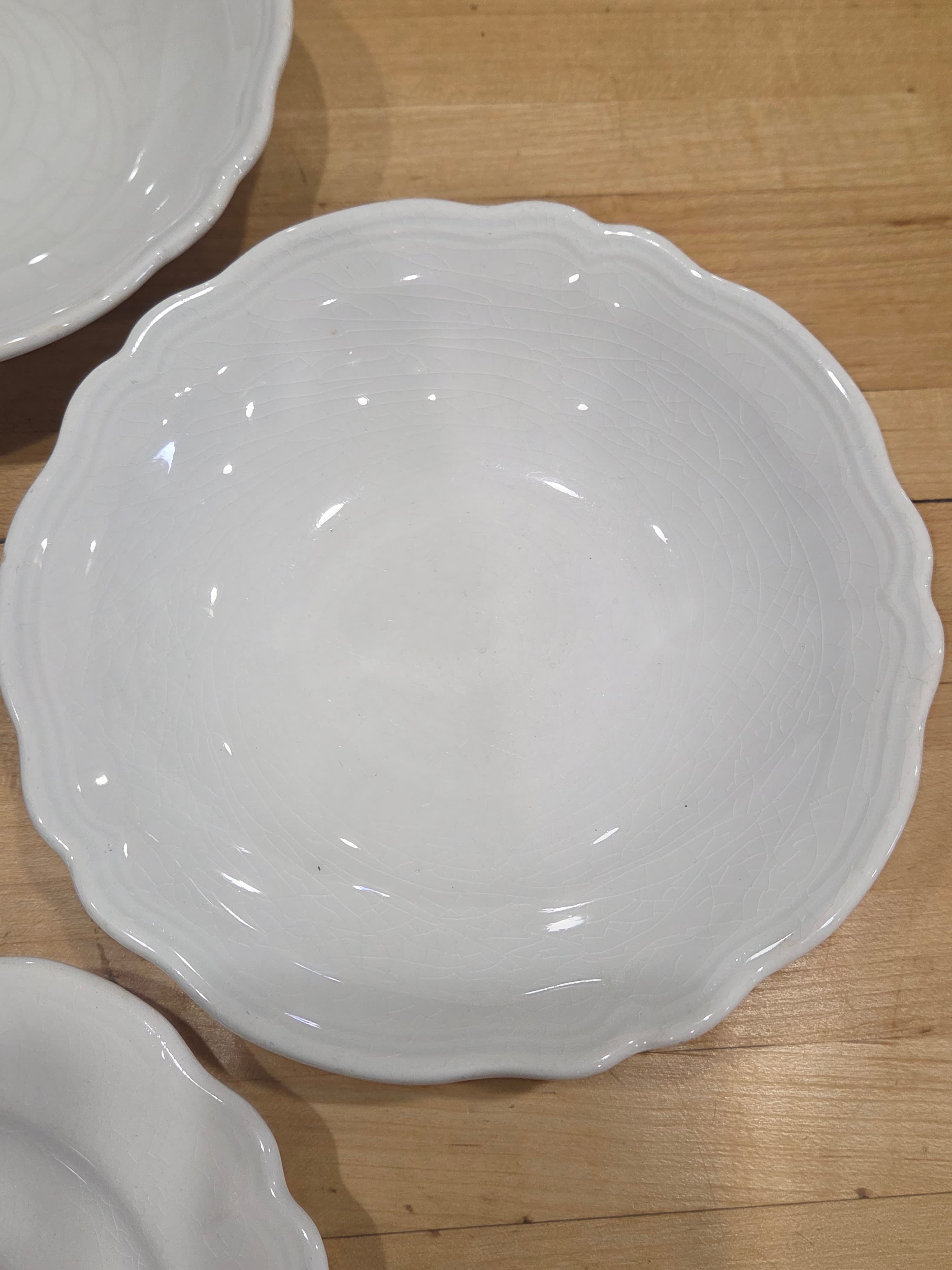 Vintage Harmony House Federalist White Ironstone Bowls and Saucer Set of 4 - Thumbnail 2