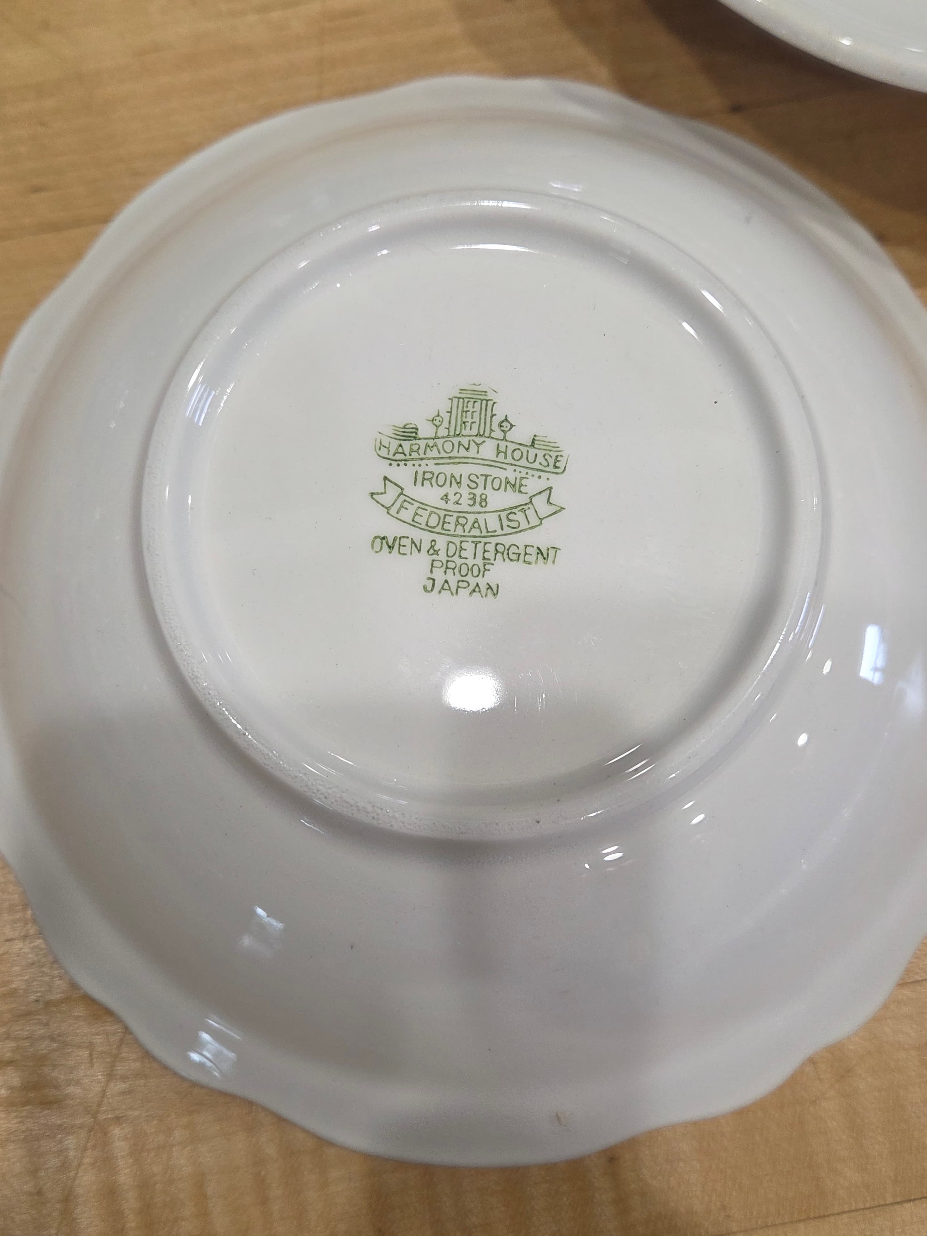 Vintage Harmony House Federalist White Ironstone Bowls and Saucer Set of 4 - Thumbnail 5