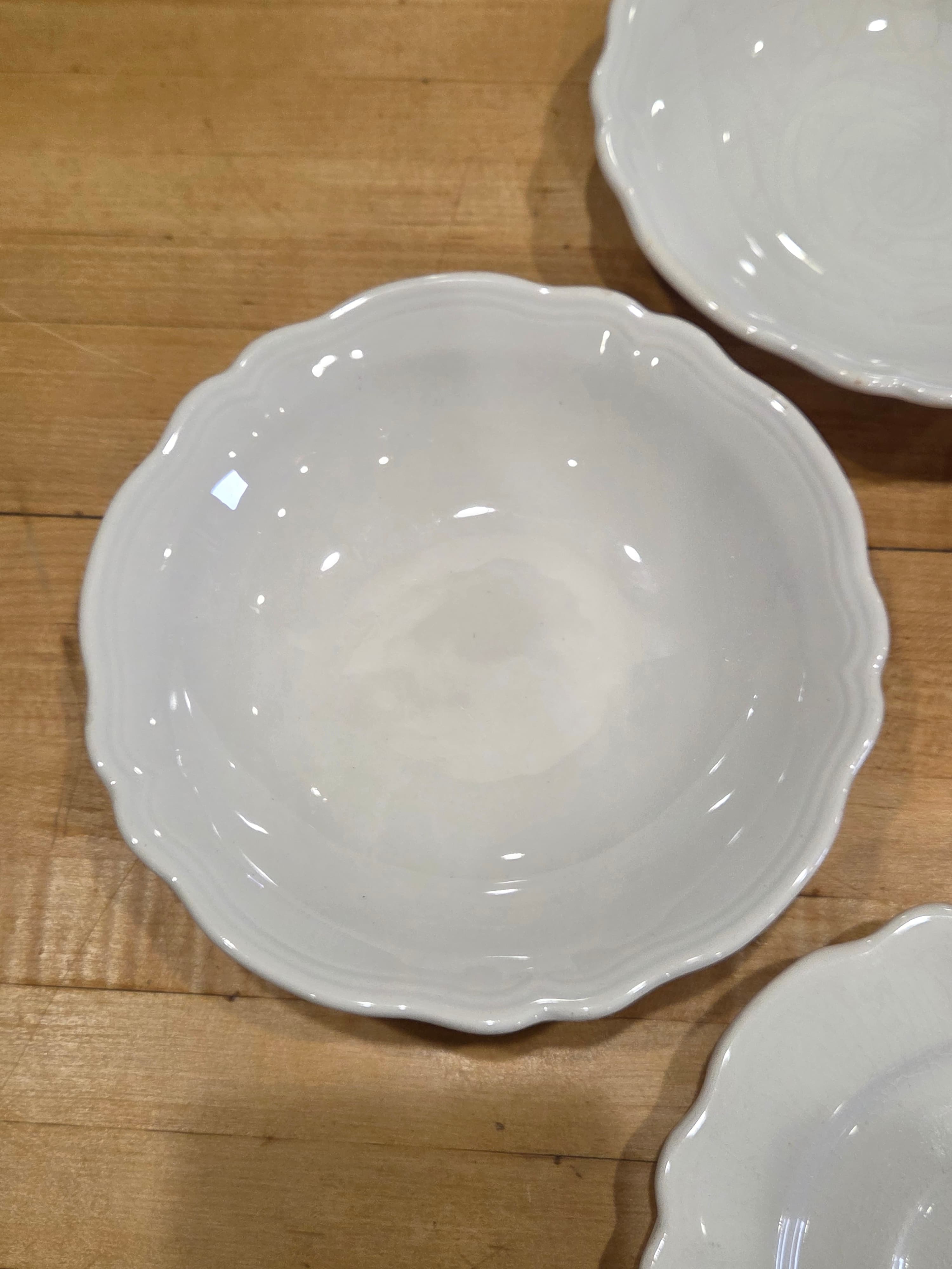Vintage Harmony House Federalist White Ironstone Bowls and Saucer Set of 4 - Thumbnail 4