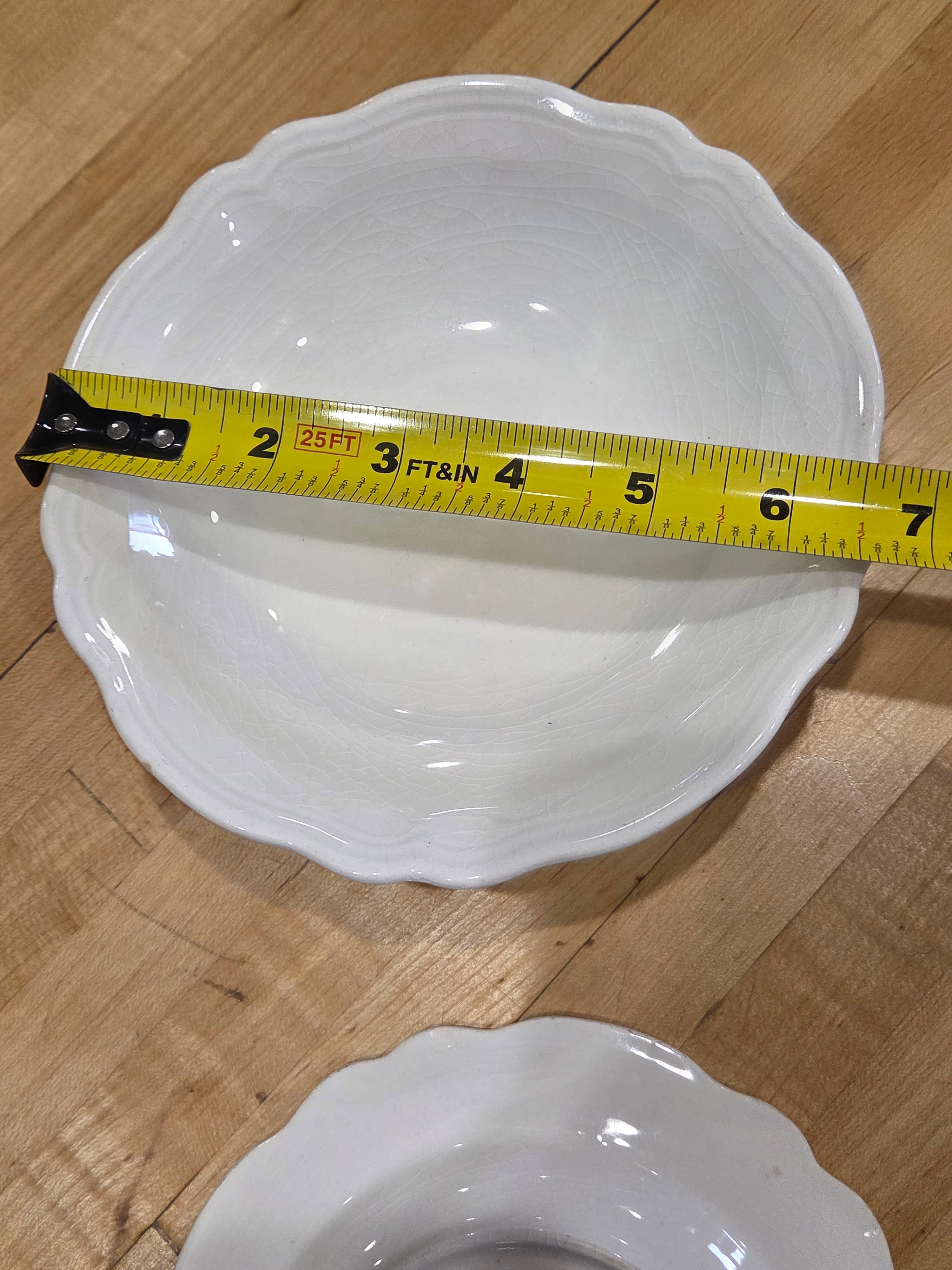 Vintage Harmony House Federalist White Ironstone Bowls and Saucer Set of 4 - Thumbnail 6
