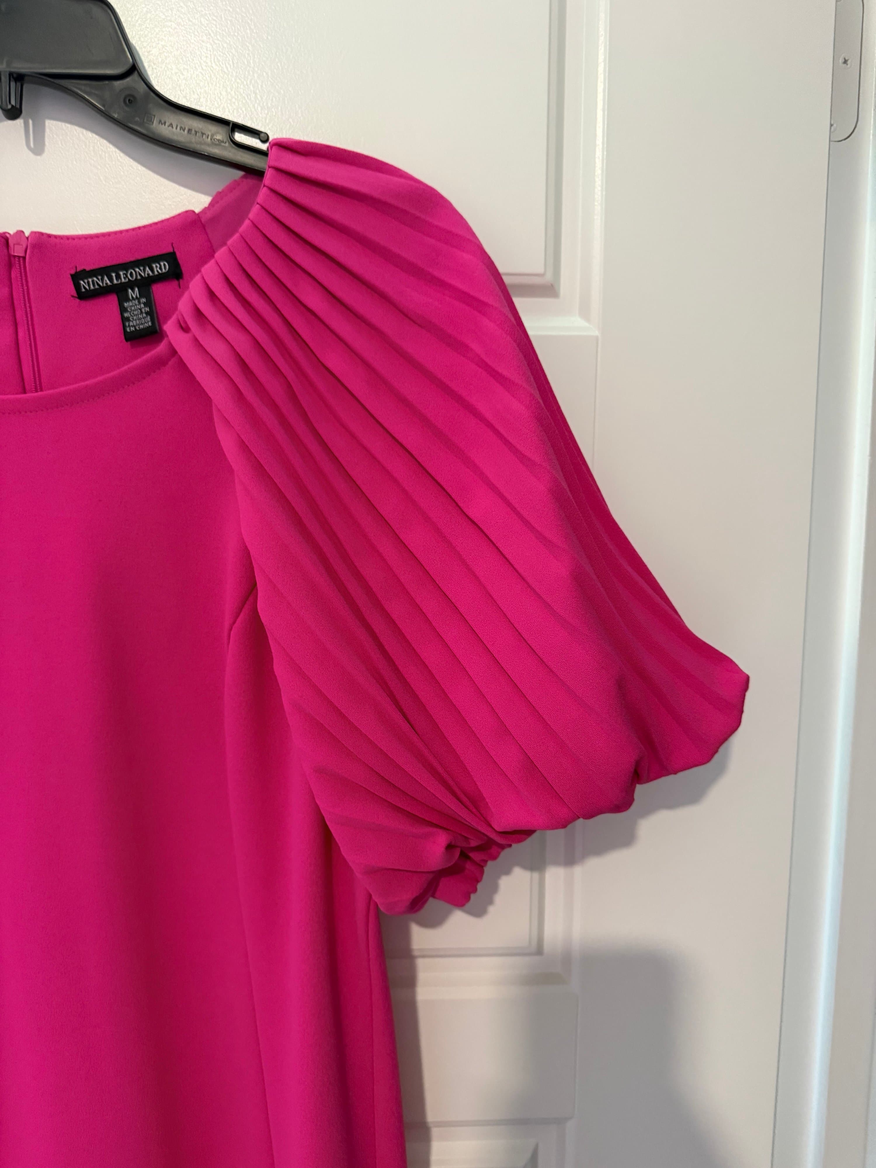 Nina Leonard Pink Pleated Sleeve Dress Size M - Thumbnail 2
