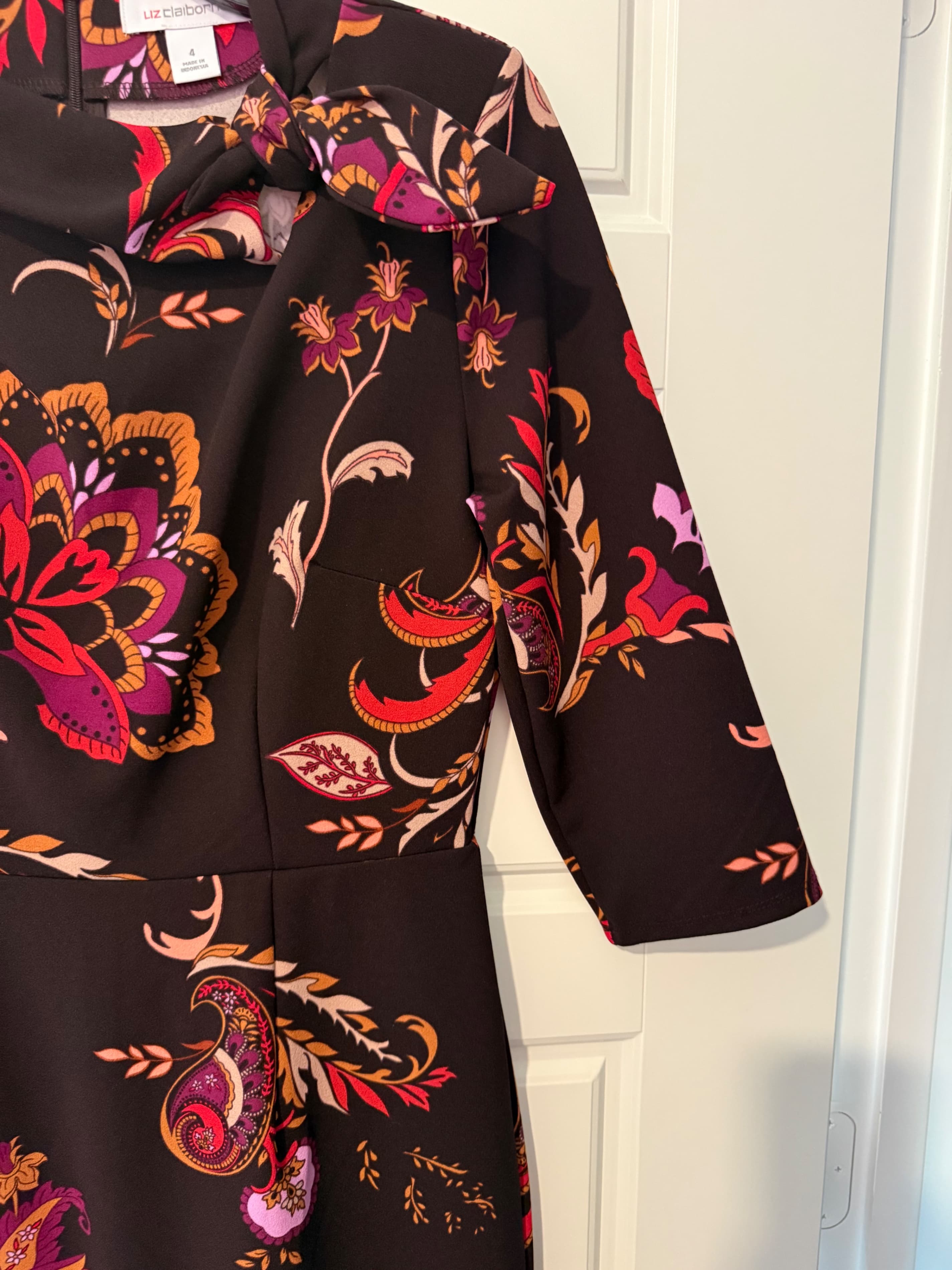 Liz Claiborne Floral Dress Size 4 - Thumbnail 3